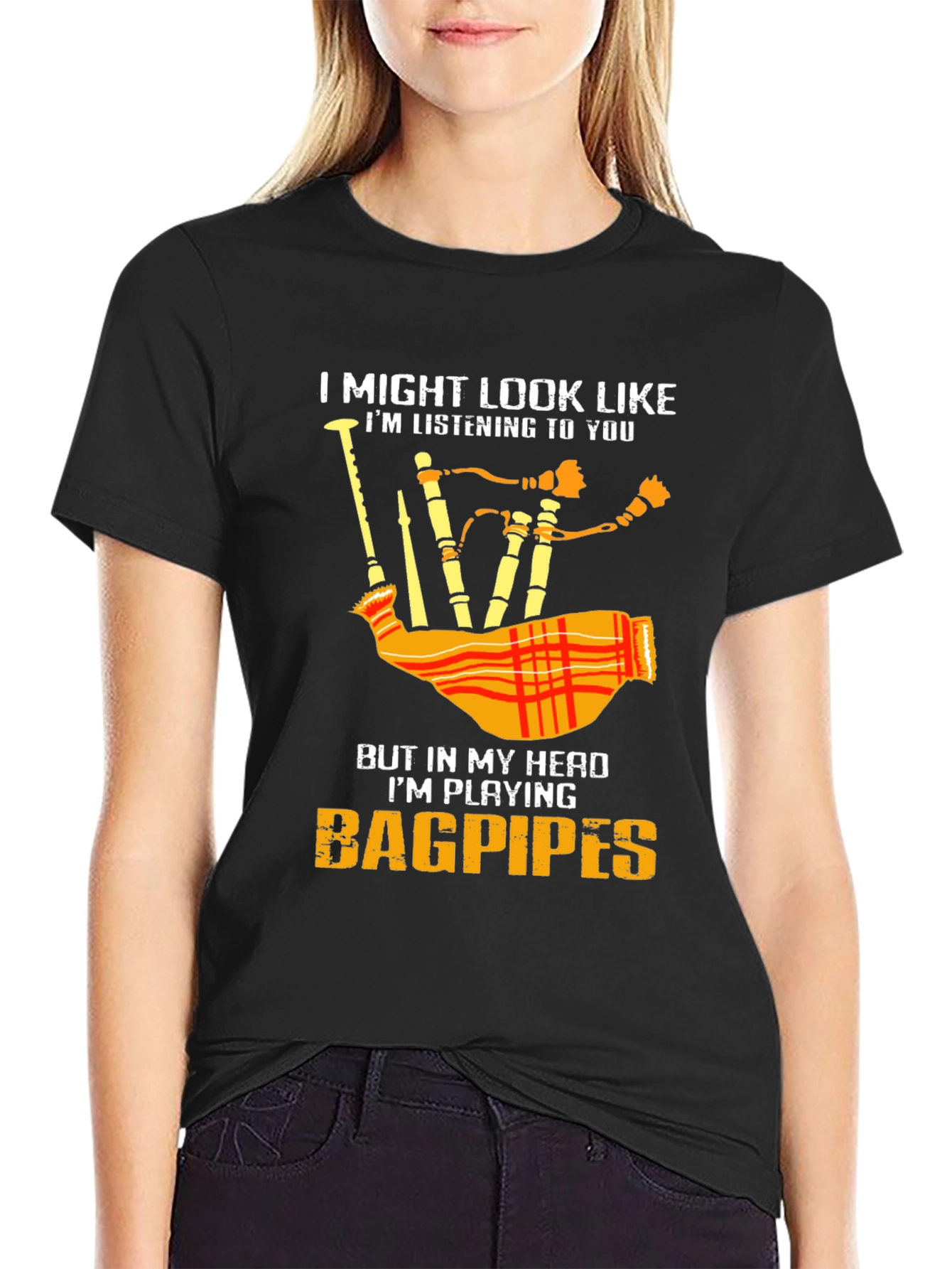 Black Bagpipes T-Shirt - Musician Tee view 2