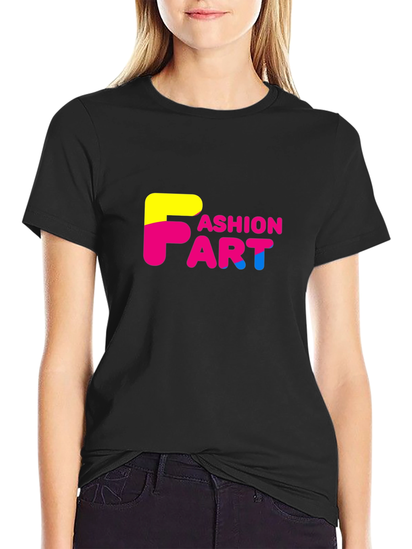 Black Fashion Art Graphic Black T-Shirt view 2