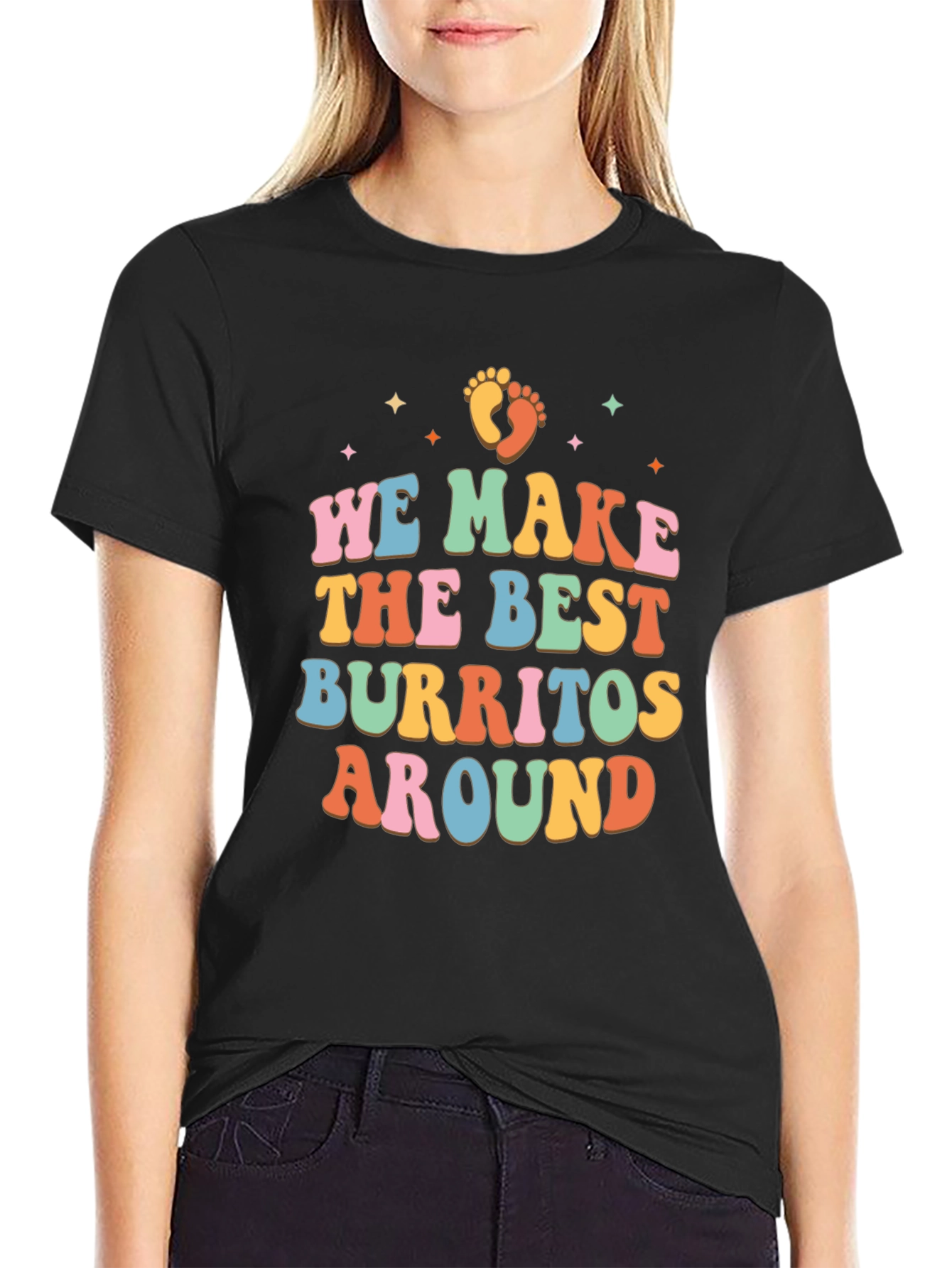 Black We Make the Best Burritos Around Retro T-Shirt view 2