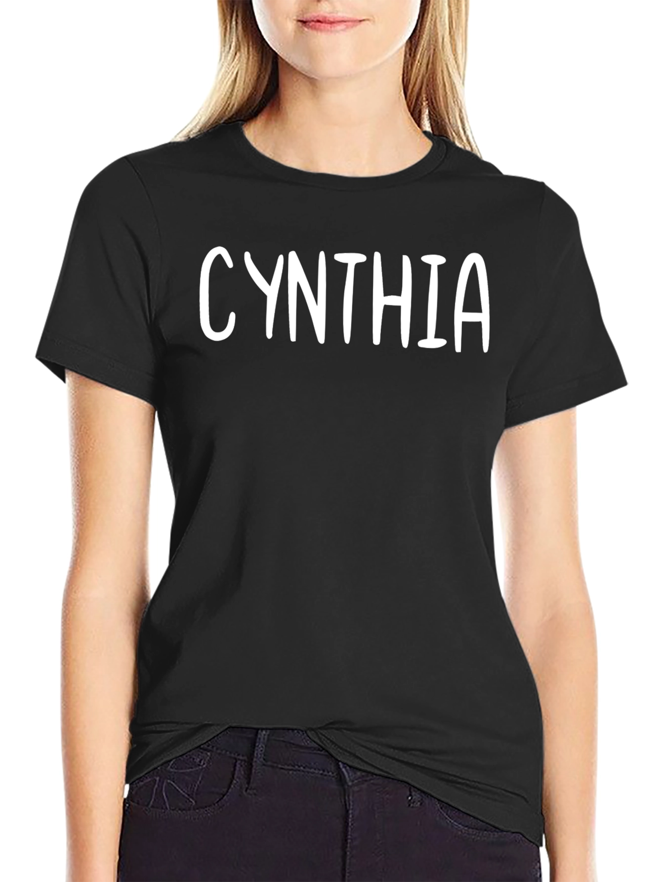 Black Cynthia Personalized Black T-Shirt view 2