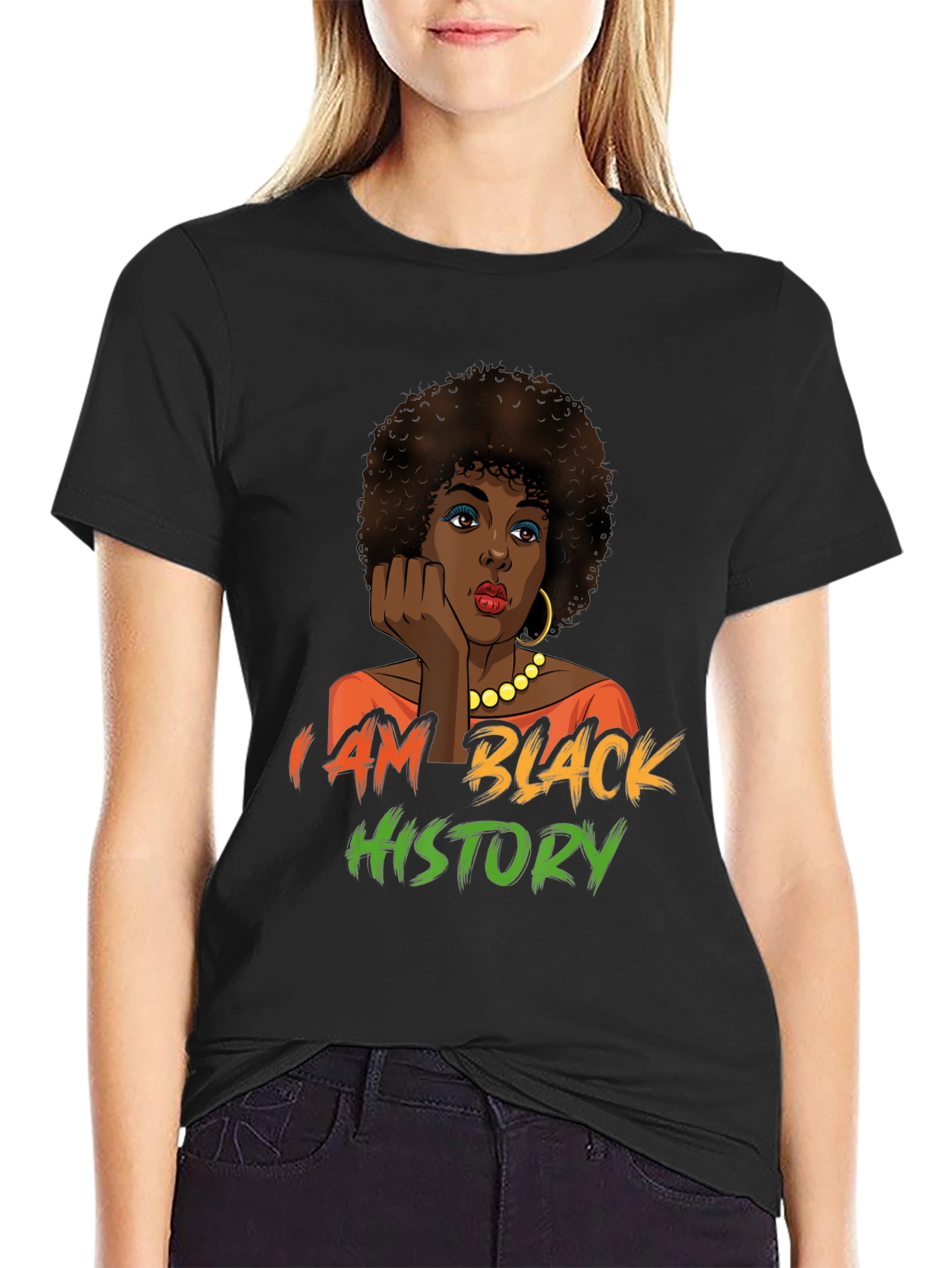 Black Black History T-Shirt - Afro Woman Design view 2