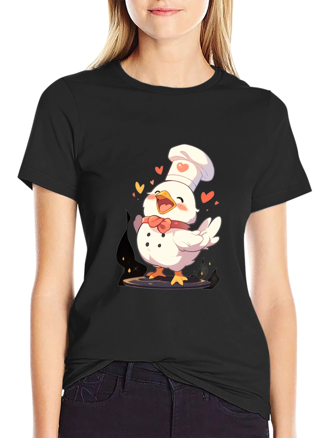 Black Chef Chicken Graphic Tee - Fun Cooking Shirt view 2