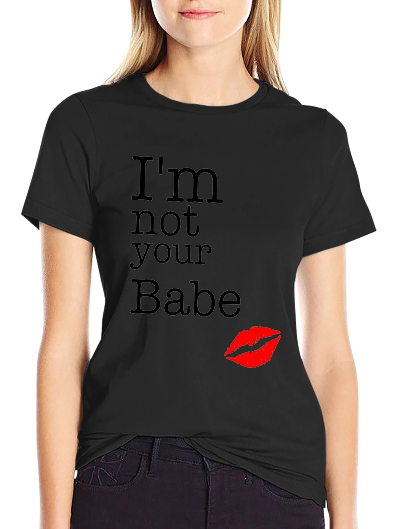 Black I'm Not Your Babe Graphic T-Shirt view 2
