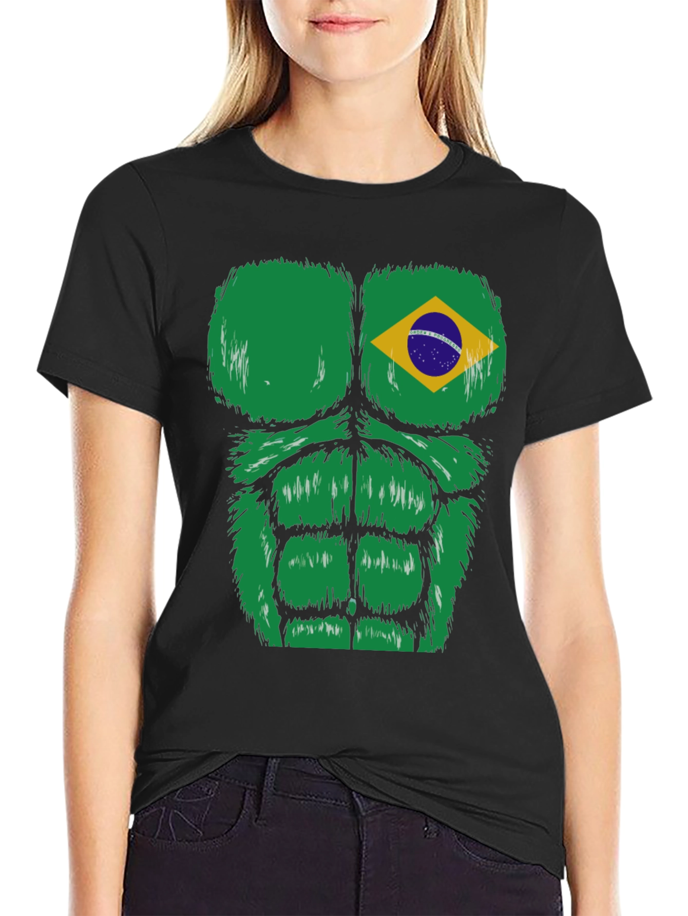 Black Brazil Flag Bodybuilder T-Shirt  view 2
