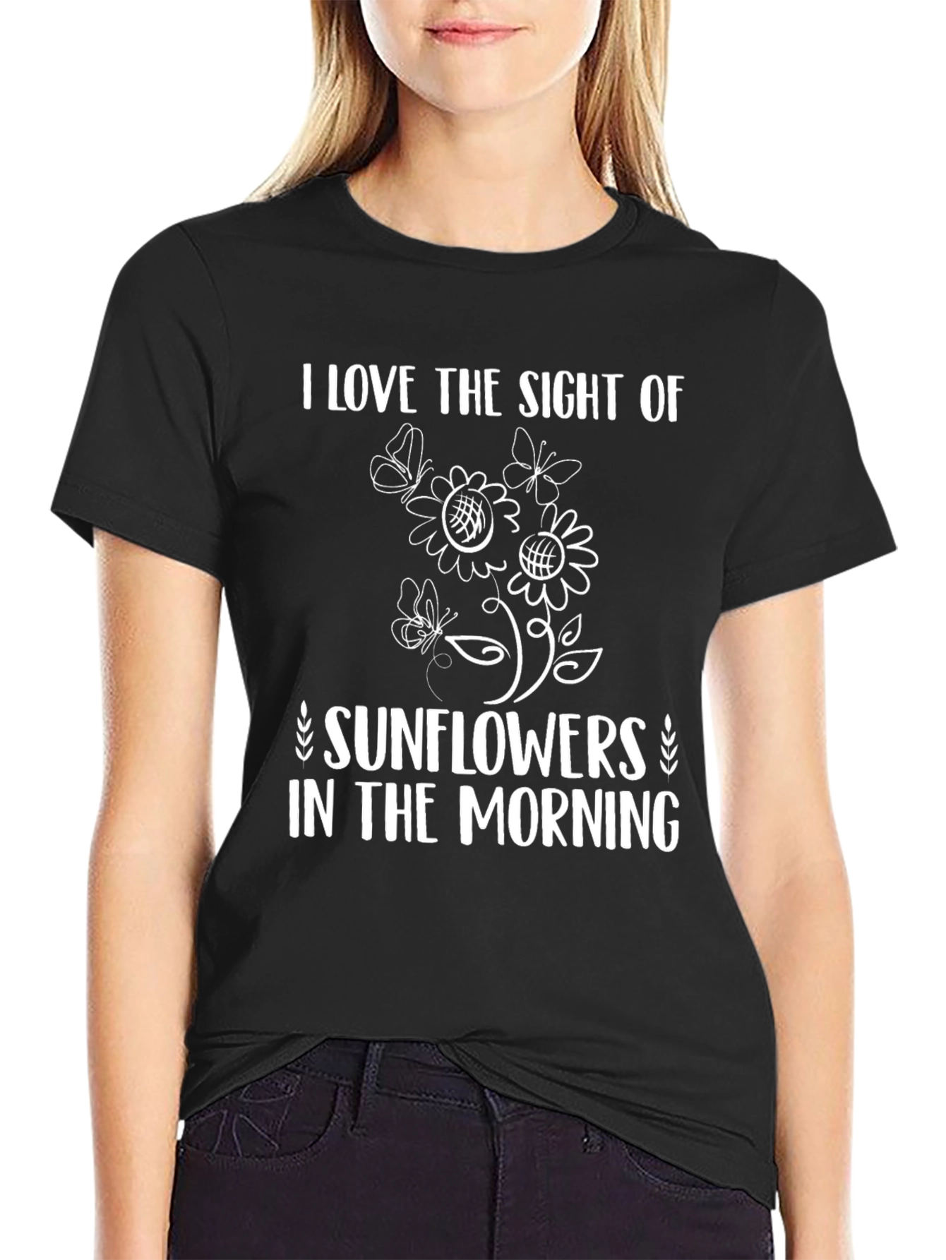 Black Sunflower Morning Graphic Tee - Black view 2