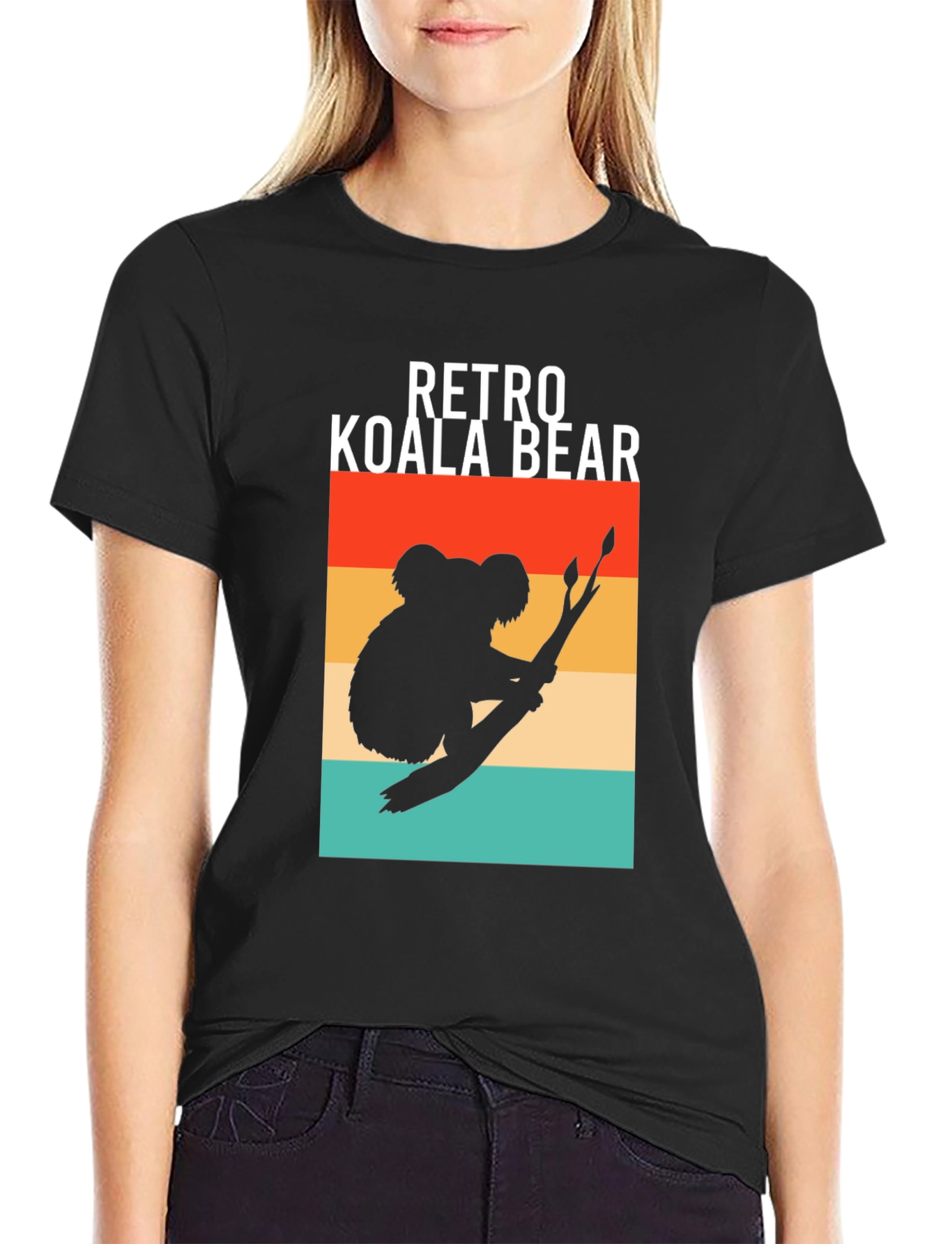 Black Retro Koala Bear Graphic T-Shirt view 2
