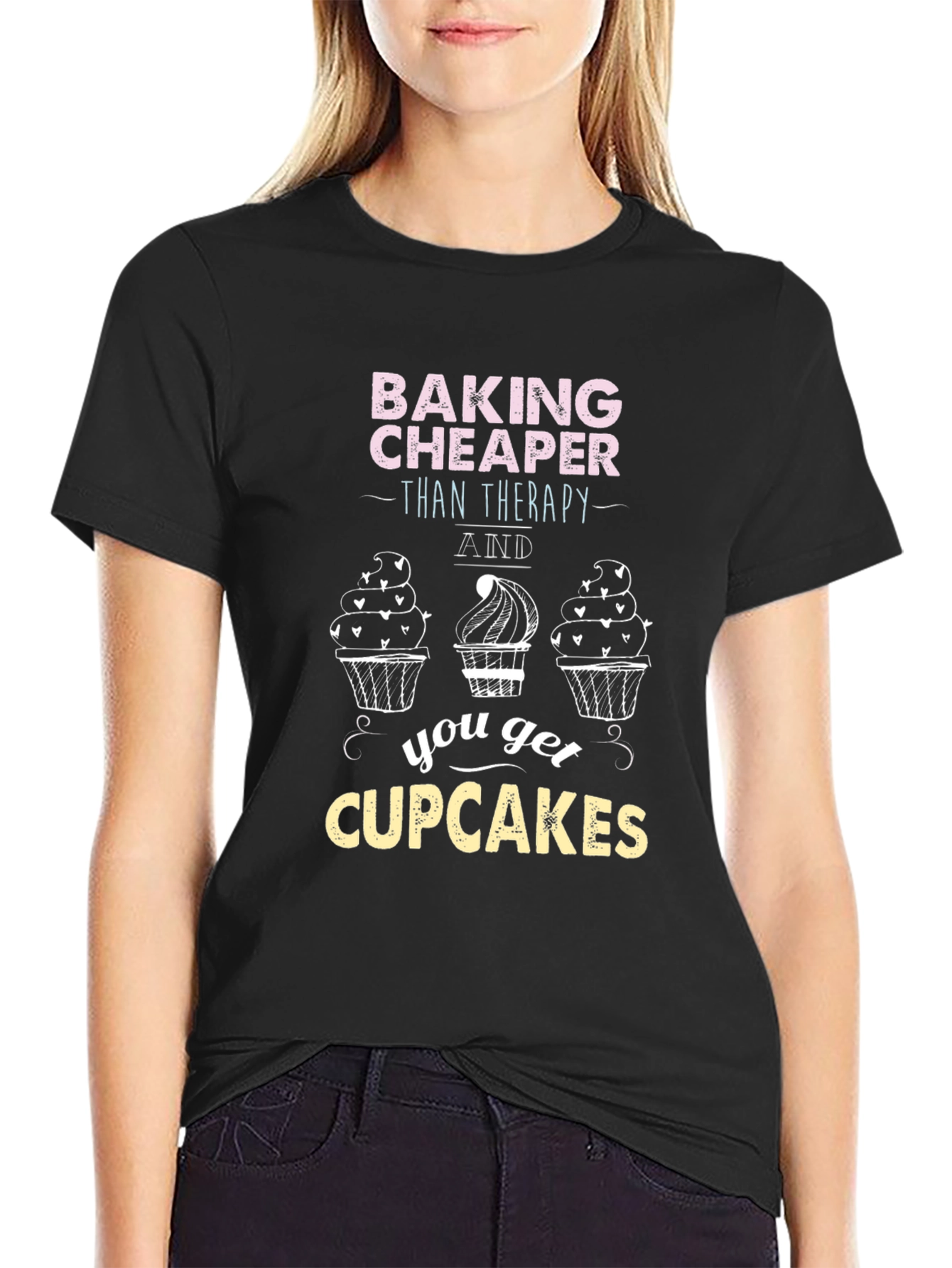 Black Baking Cheaper Than Therapy Graphic Tee view 2