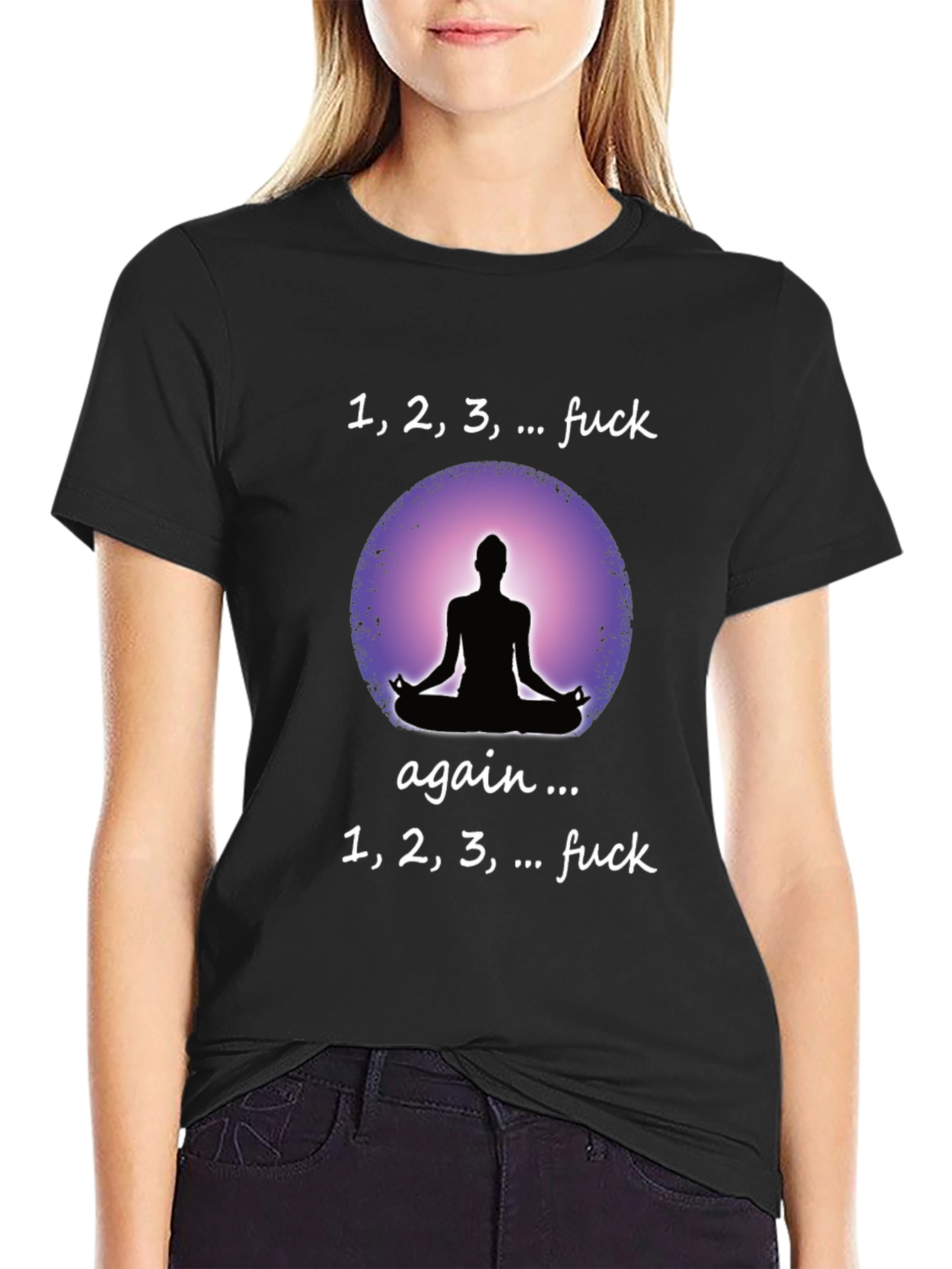 Black Funny Yoga T-Shirt - Meditation Humor Tee view 2