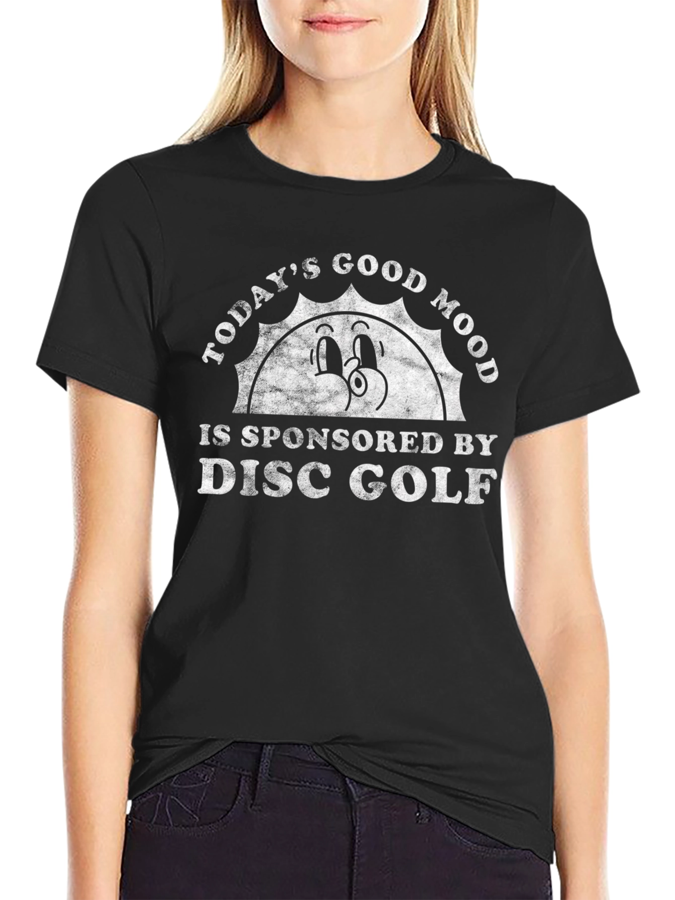 Black Funny Disc Golf Sponsored Graphic T-Shirt view 2