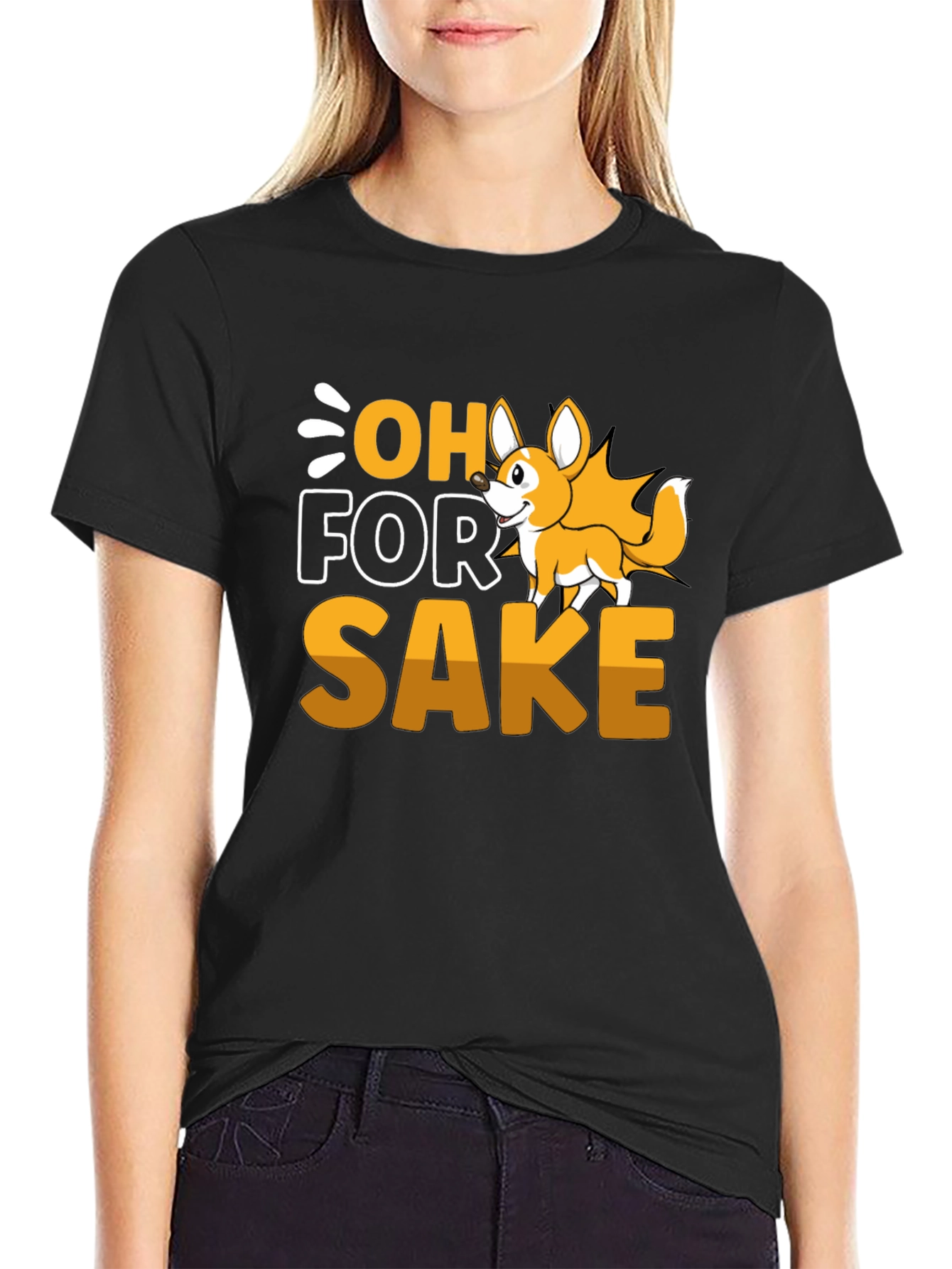 Black Oh For Fox Sake T-Shirt - Funny Animal Tee view 2
