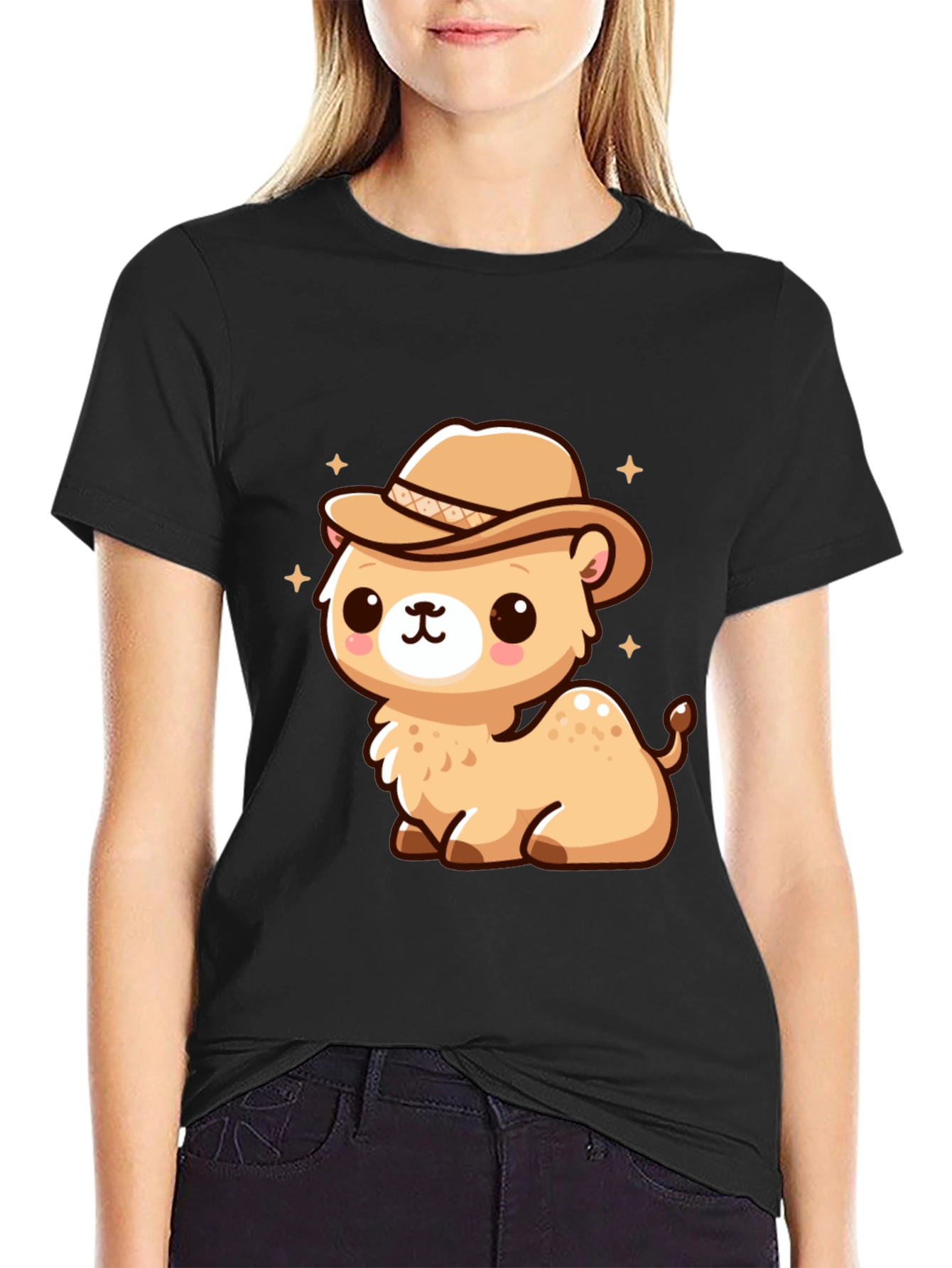 Cute Camel Cowboy Graphic Tee - 2