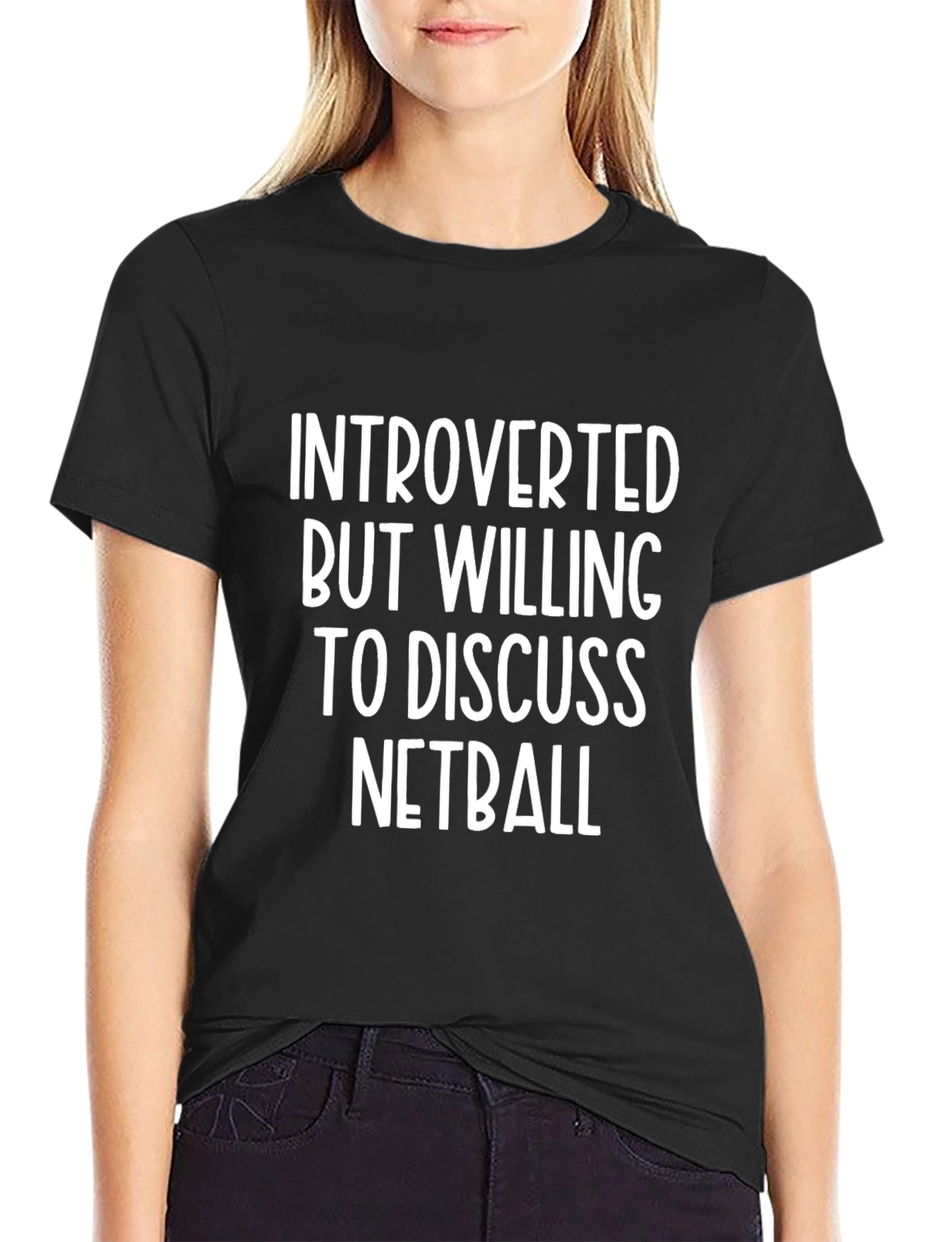 Black Introverted Netball T-Shirt view 2