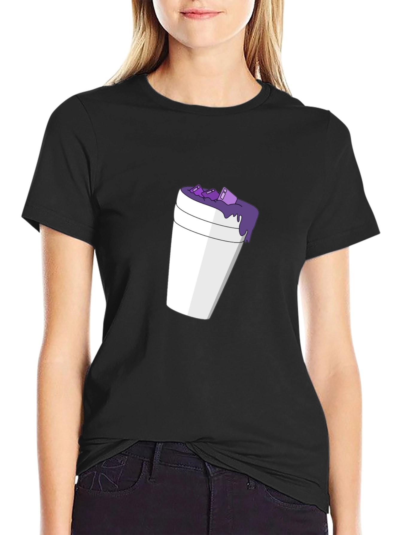 Black Purple Drank T-Shirt - Casual Graphic Tee view 2