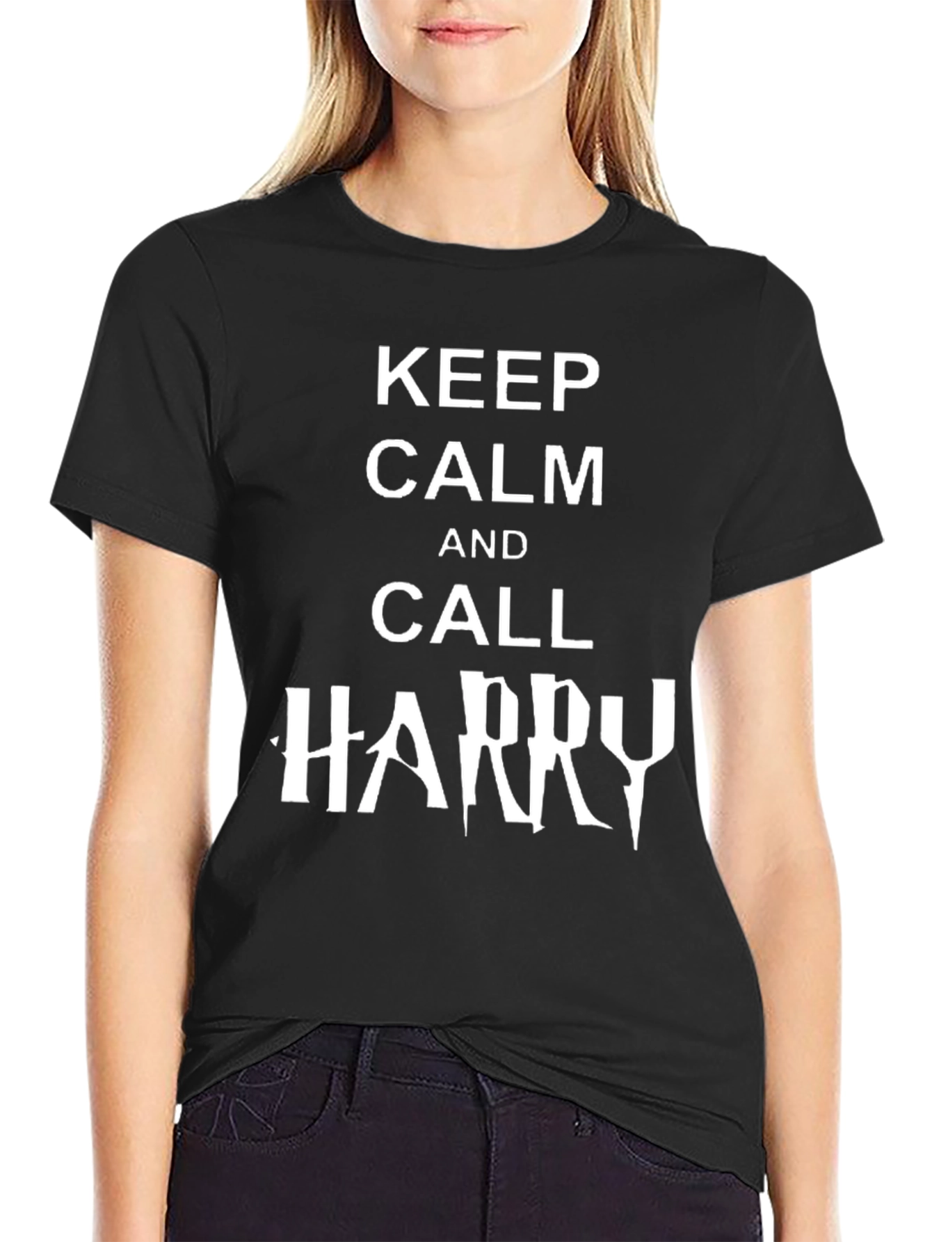 Black Keep Calm and Call Harry T-Shirt - Black view 2