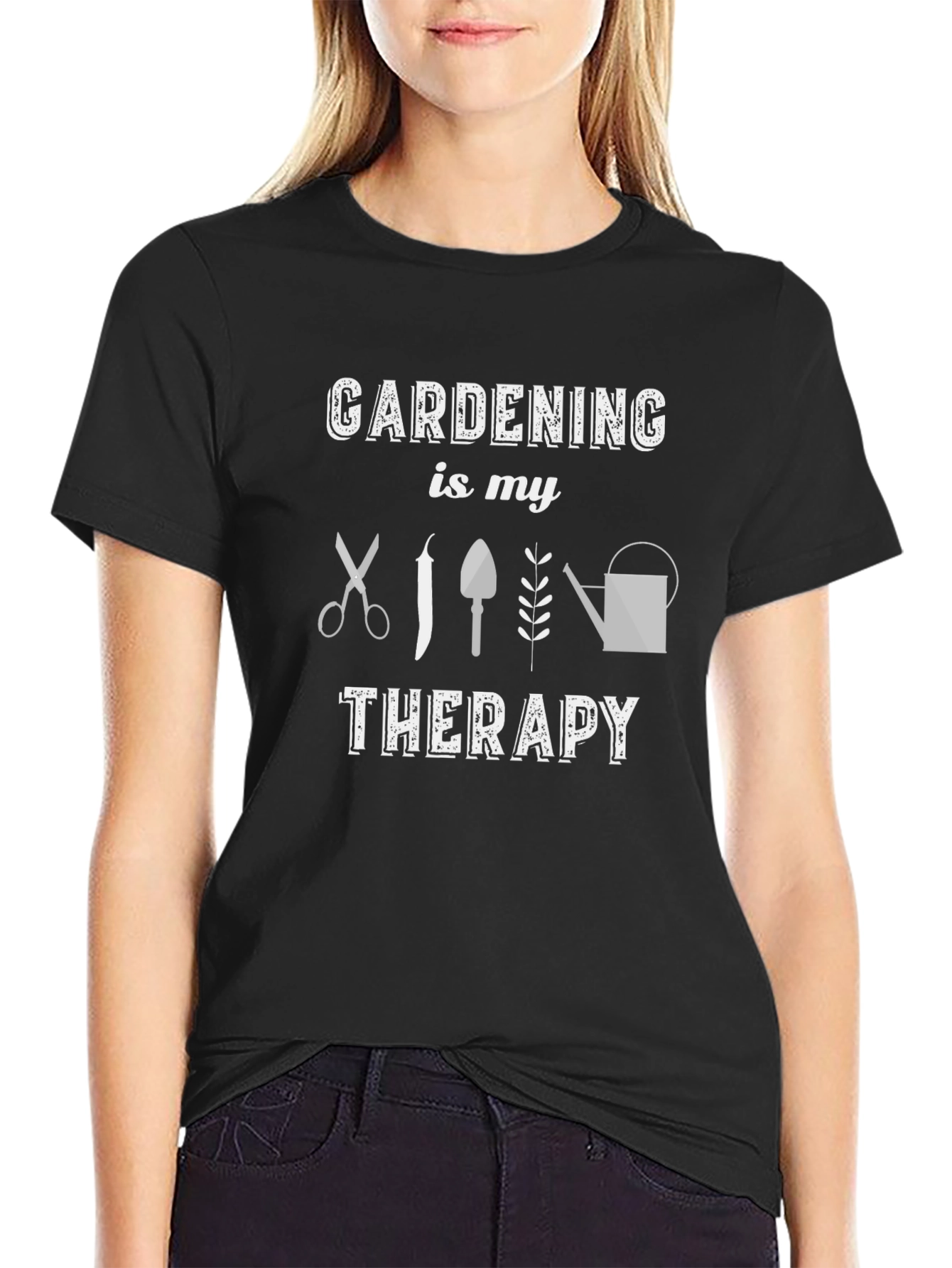 Black Gardening is My Therapy Graphic Tee view 2