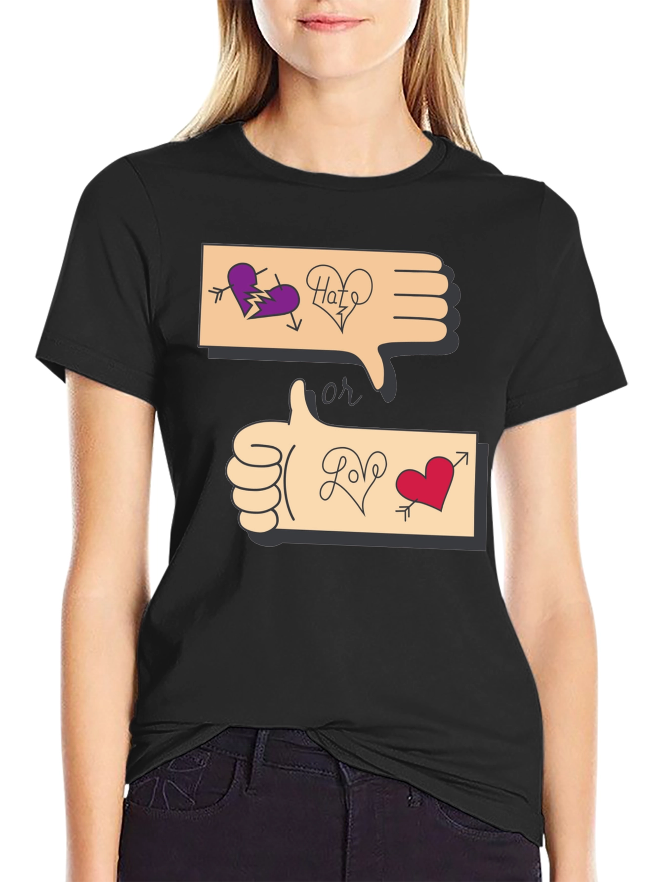 Black Love or Hate Graphic T-Shirt view 2