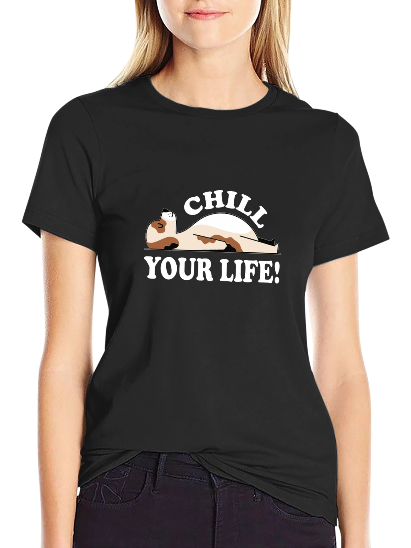 Black Chill Your Life T-Shirt - Relaxed Fit view 2