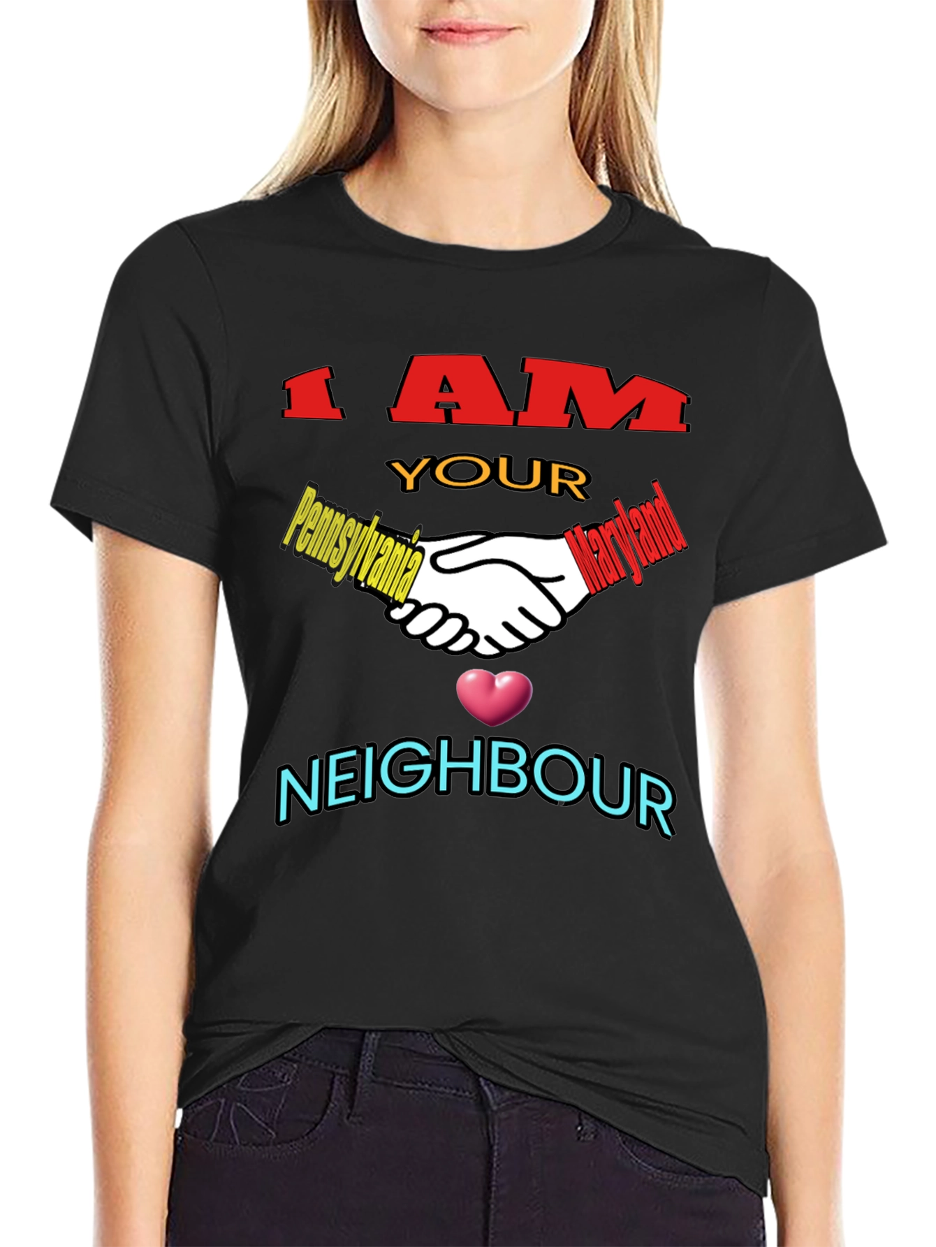 Black I AM Your Neighbour T-Shirt view 2
