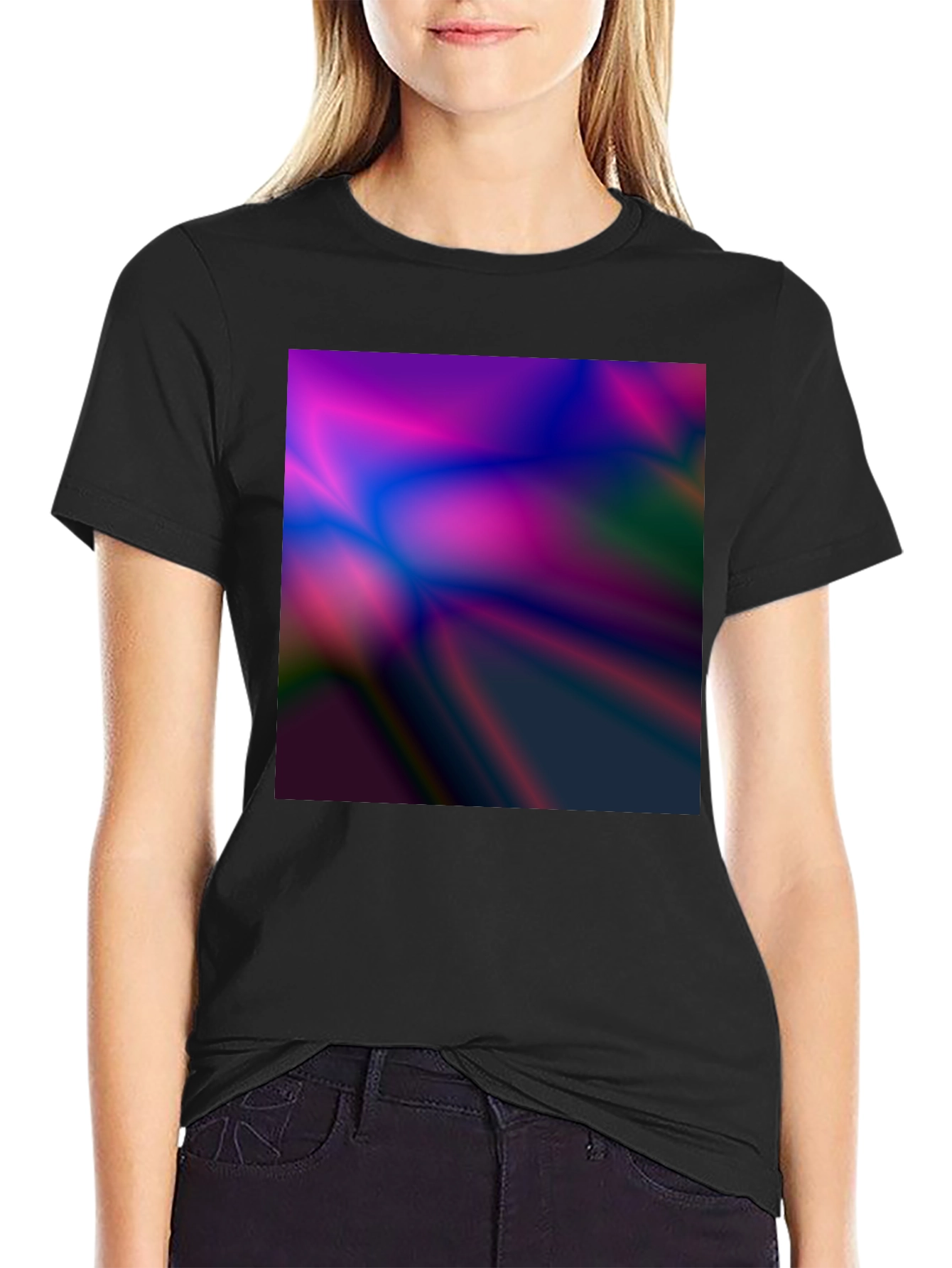 Black Abstract Wave T-Shirt - Modern Art Tee view 2