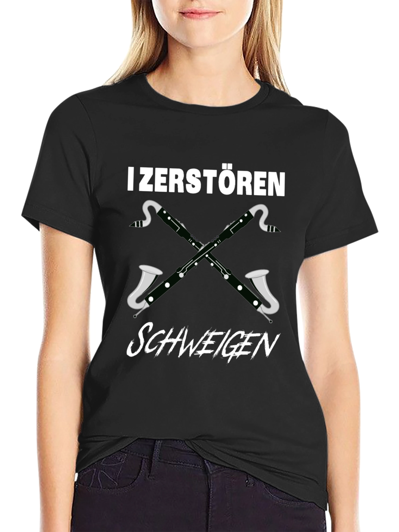 Black I Zerstören Schweigen Bassoon T-Shirt view 2