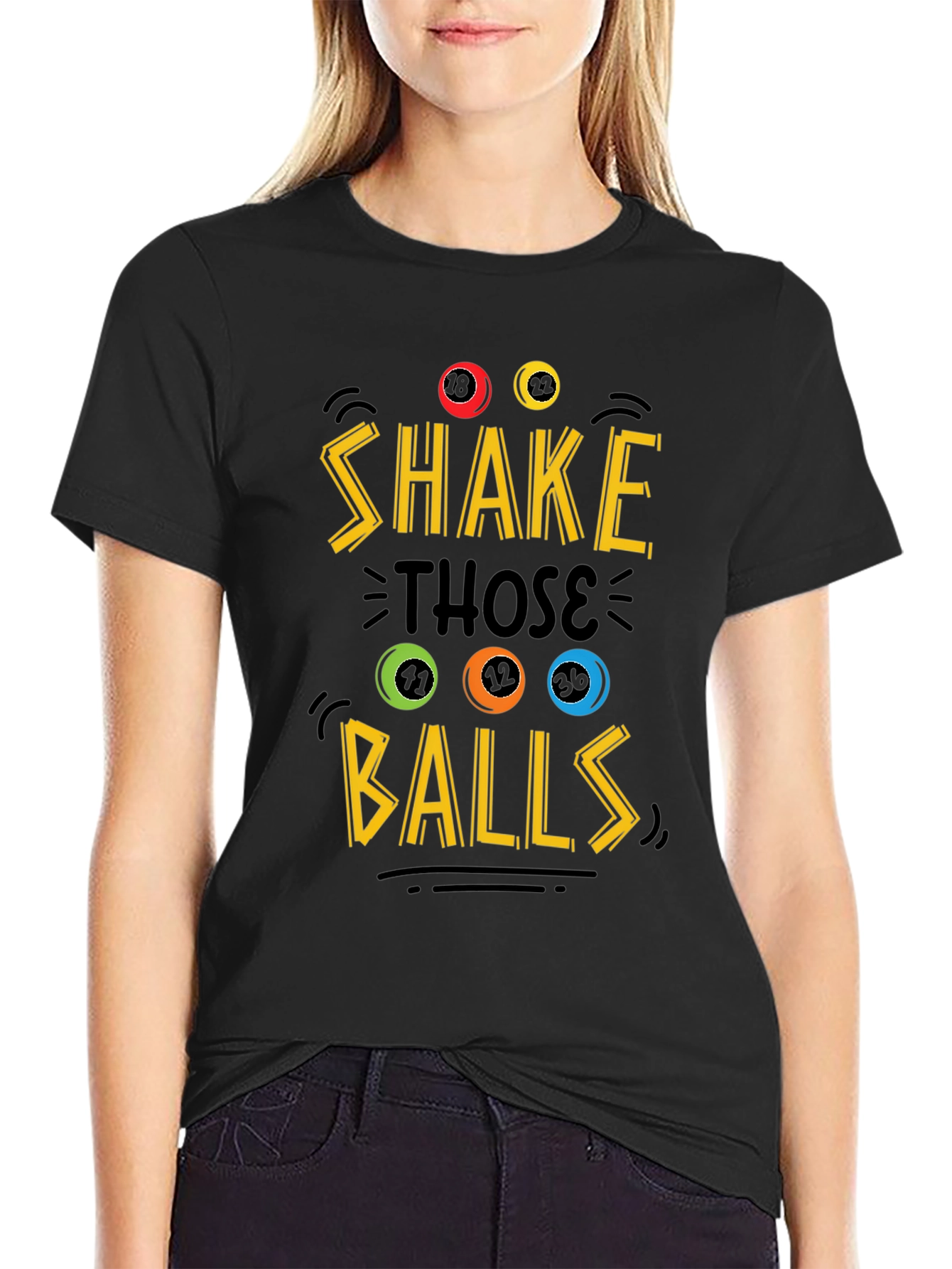 Black Shake Those Balls Graphic Tee - Novelty T-Shirt view 2