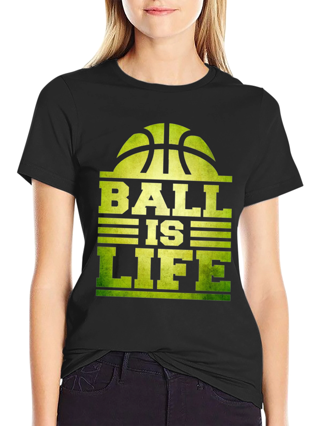Black Ball is Life Graphic T-Shirt - Black Cotton Tee view 2