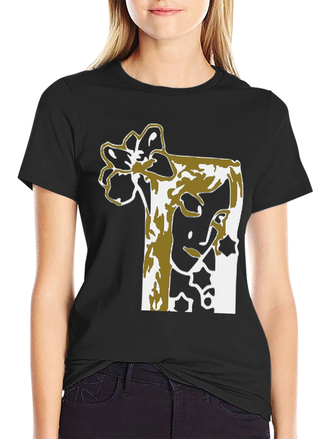 Black Abstract Floral Graphic Tee - Black Unisex view 2