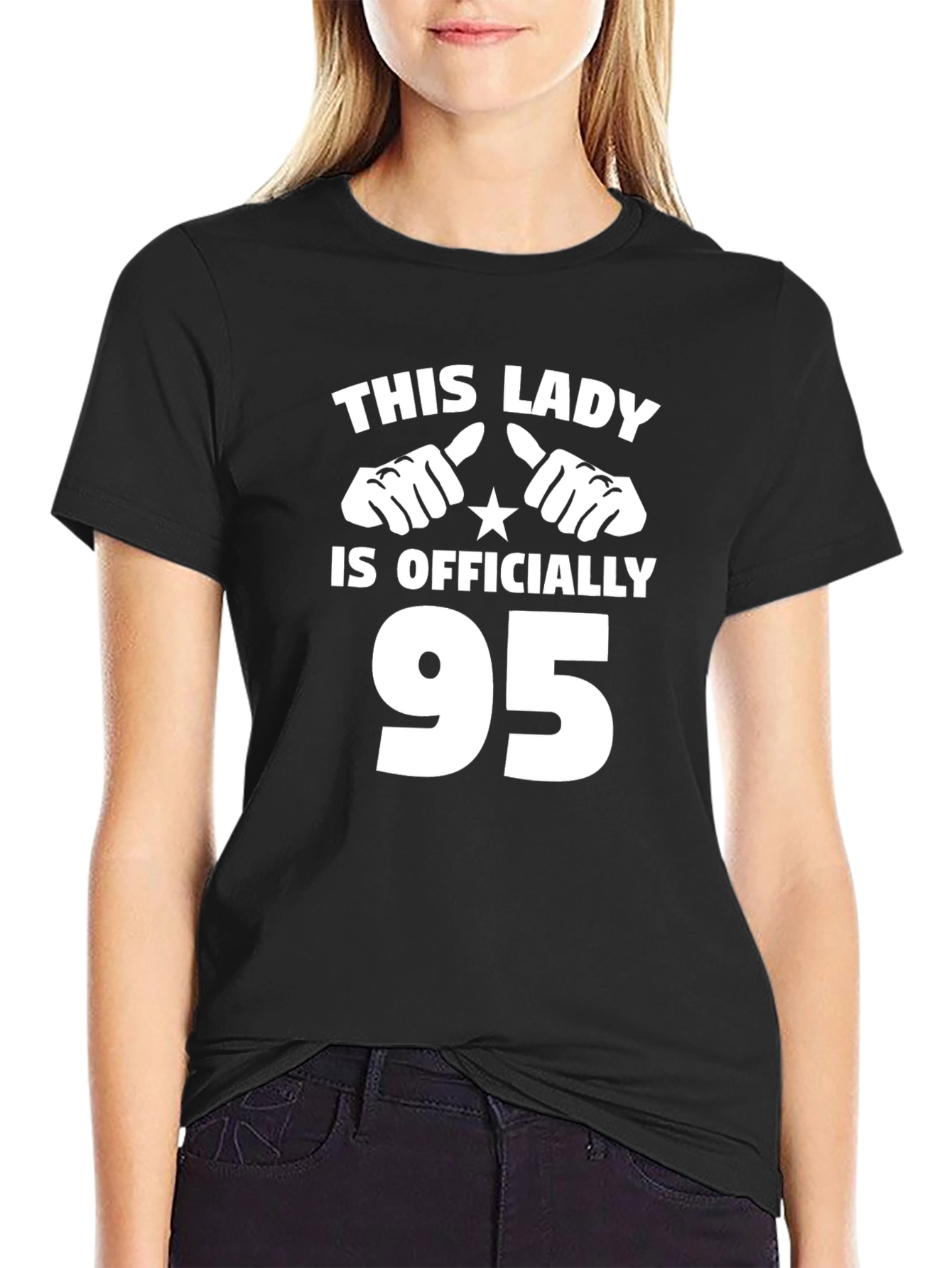 Black This Lady is Officially 95 T-Shirt view 2