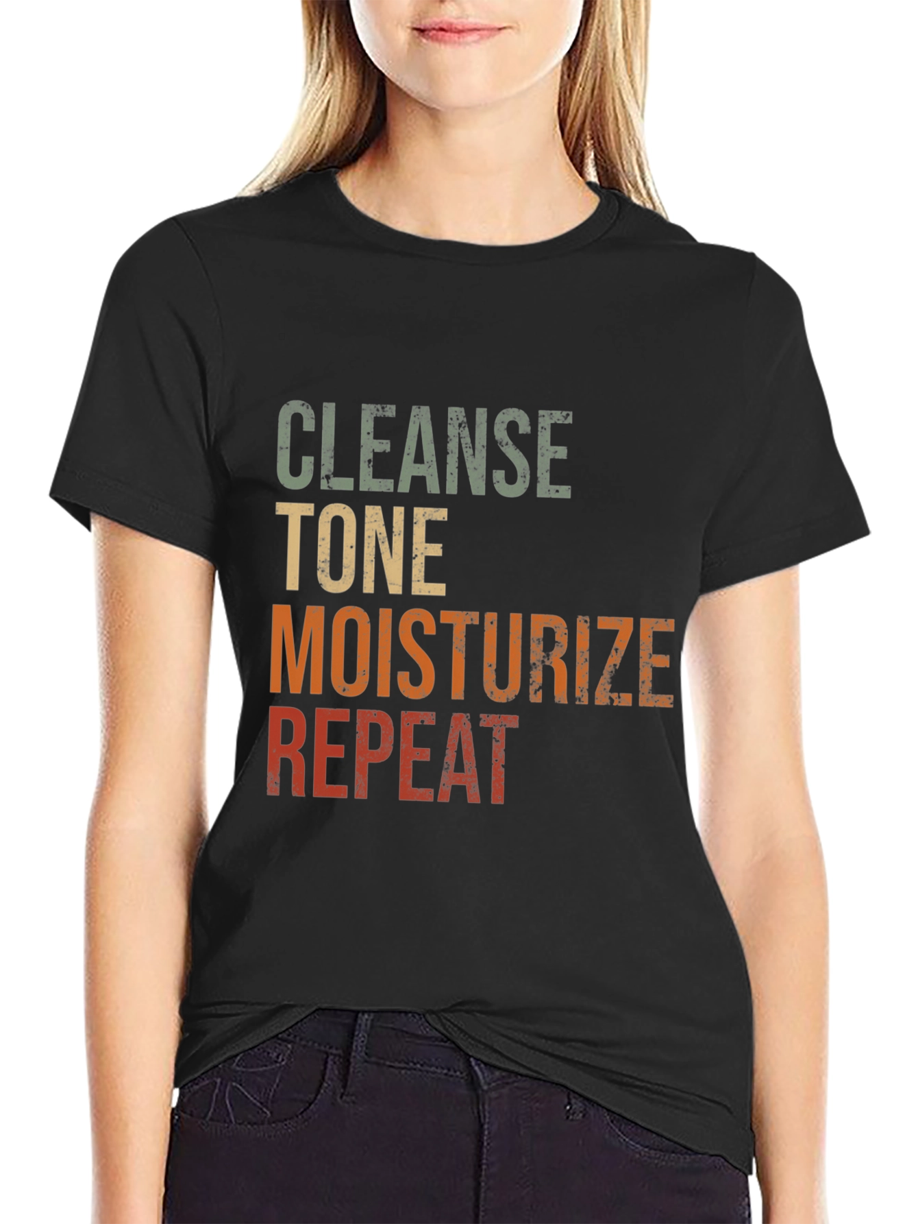 Black Cleanse Tone Moisturize Repeat Graphic T-Shirt view 2
