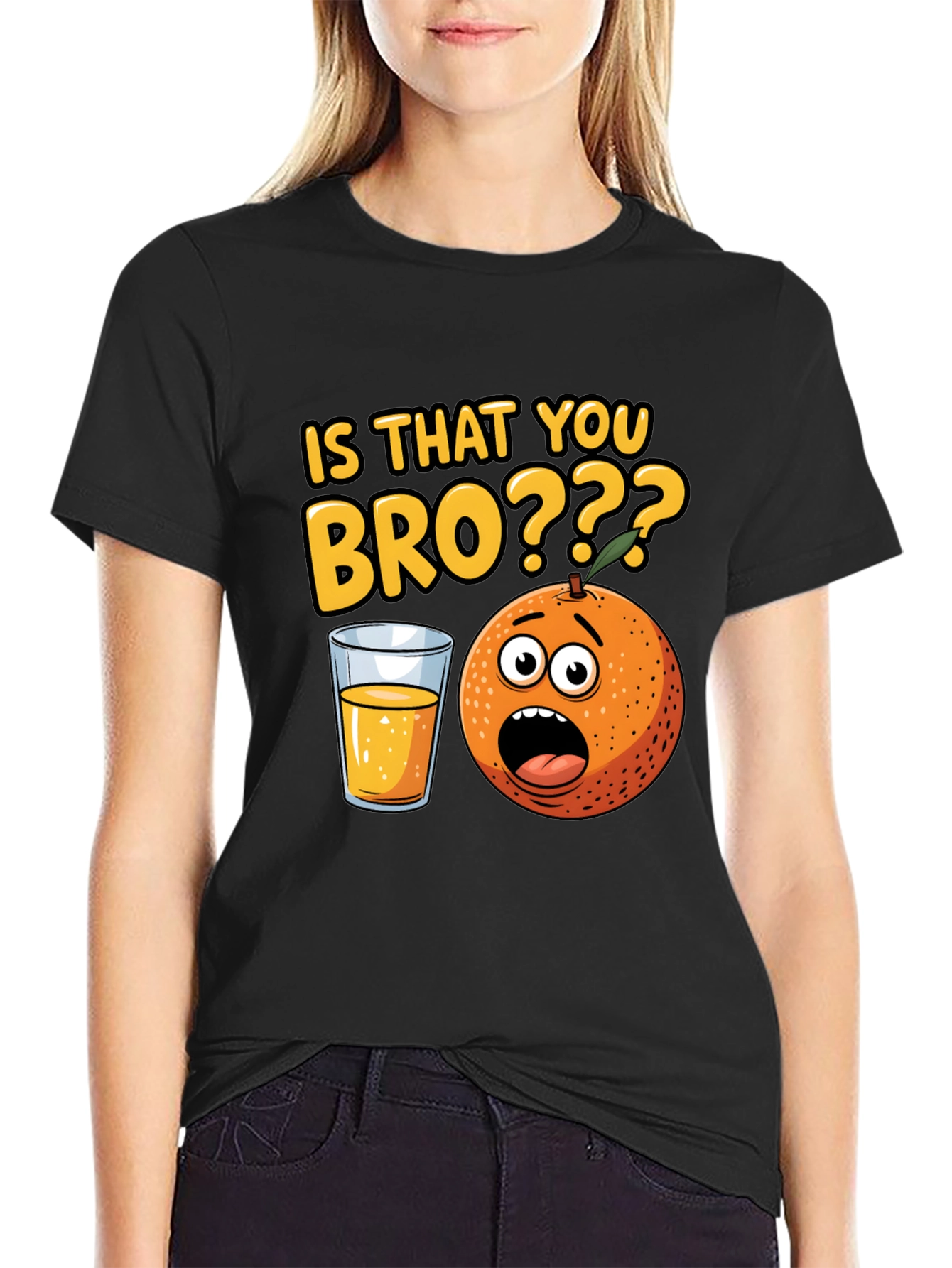 Black Funny "Is That You Bro?" Orange Graphic T-Shirt view 2