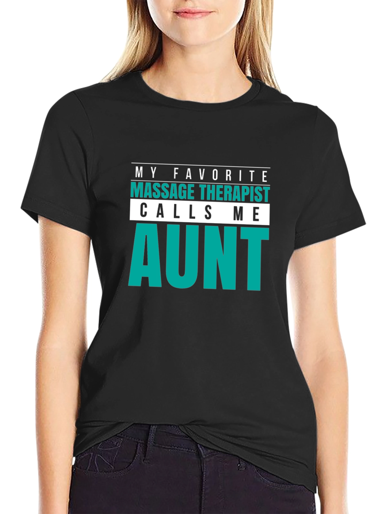 Black Massage Therapist Aunt T-Shirt - Novelty Gift Tee view 2