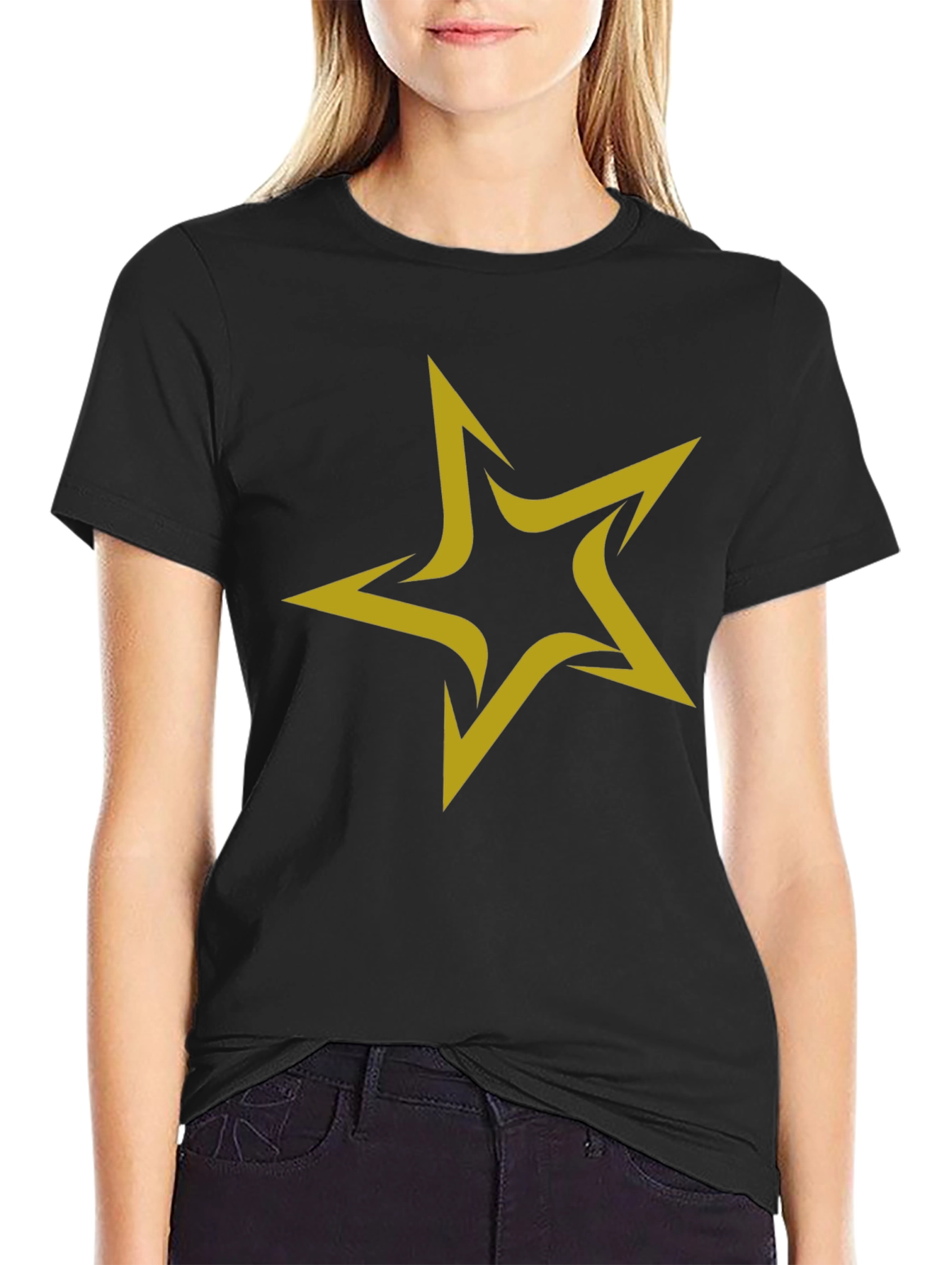 Black Star Graphic Black T-Shirt for Men view 2