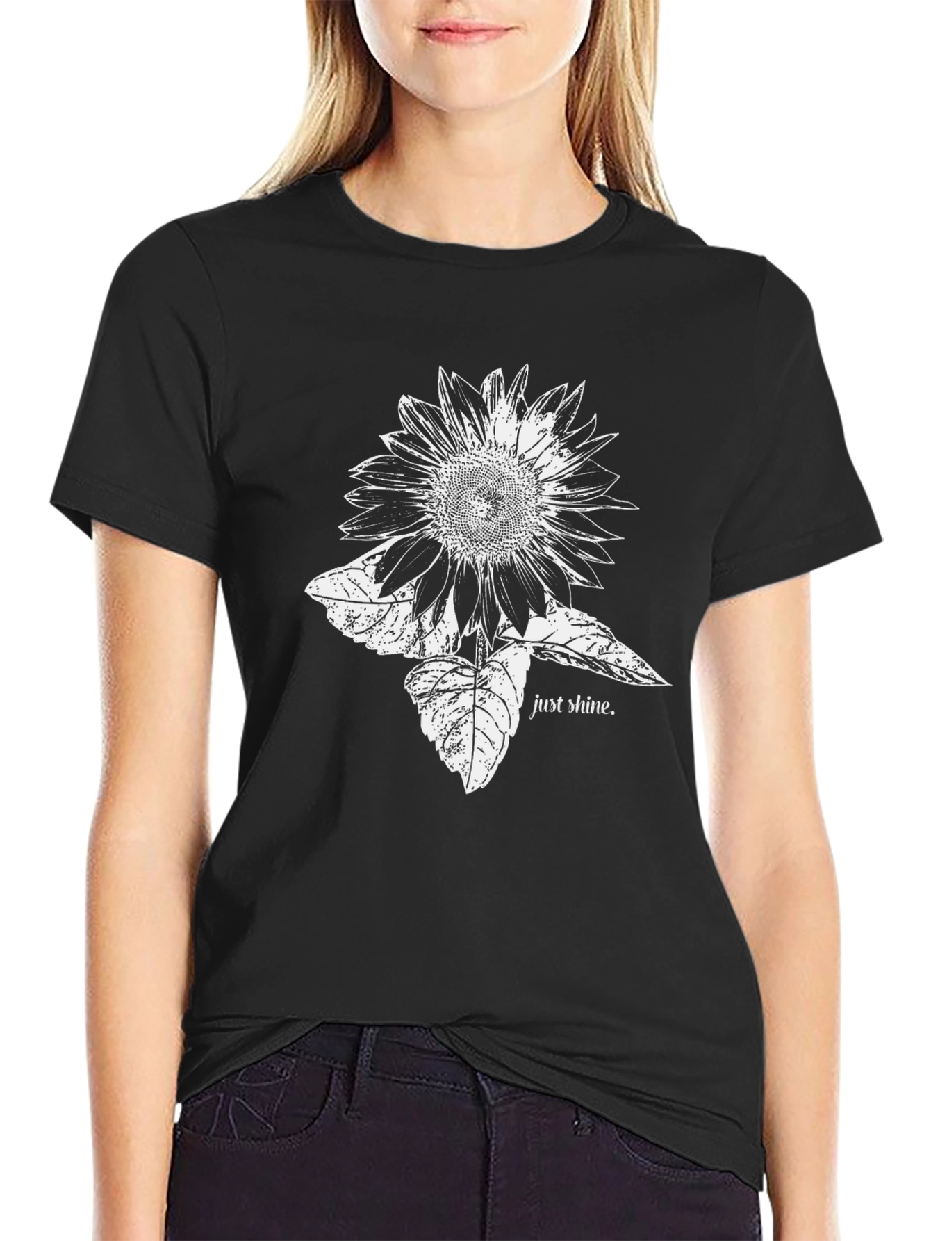 Black Sunflower Graphic Print T-Shirt - Just Shine! view 2