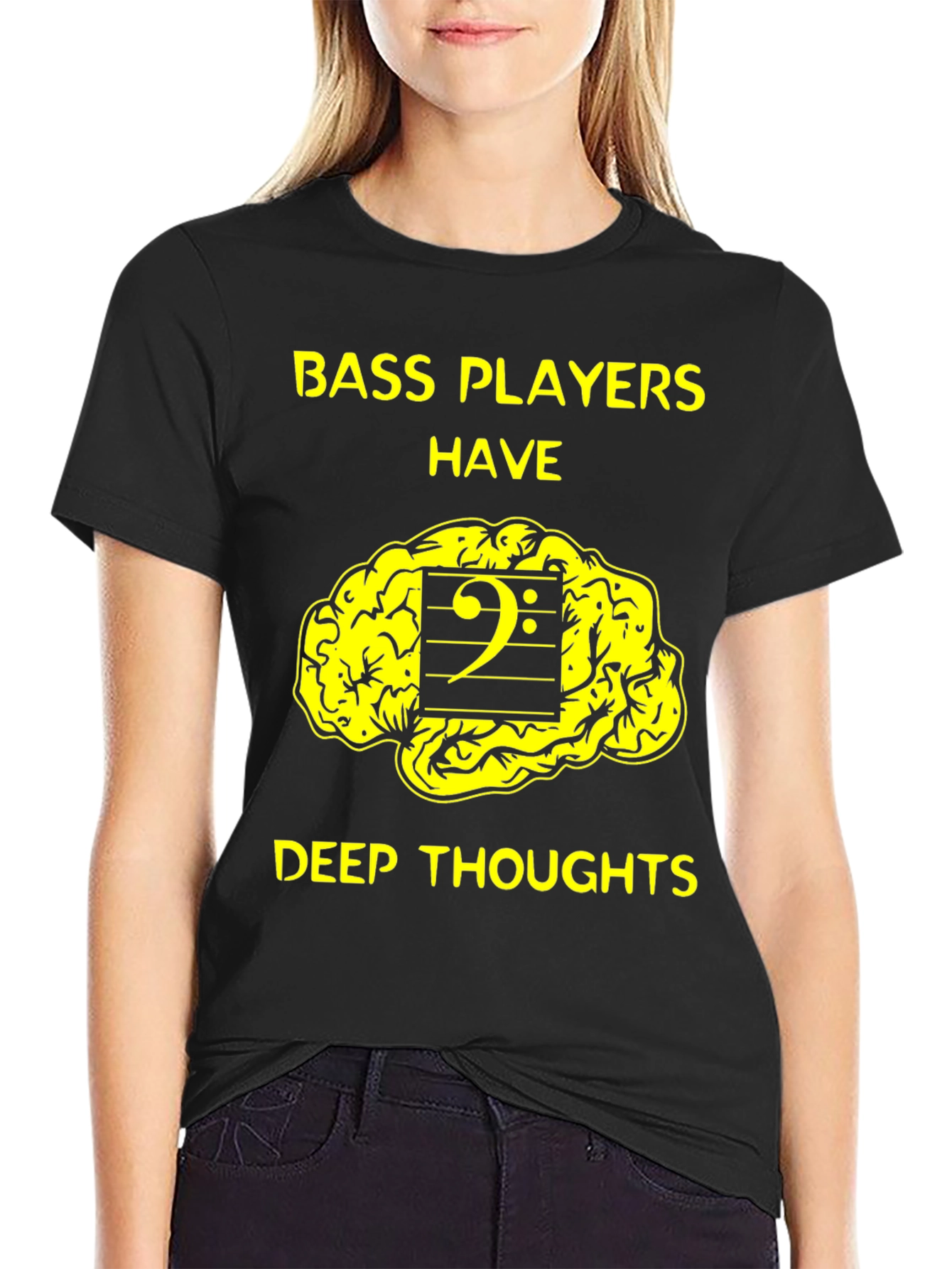Black Bass Players Deep Thoughts T-Shirt Funny Music Tee view 2