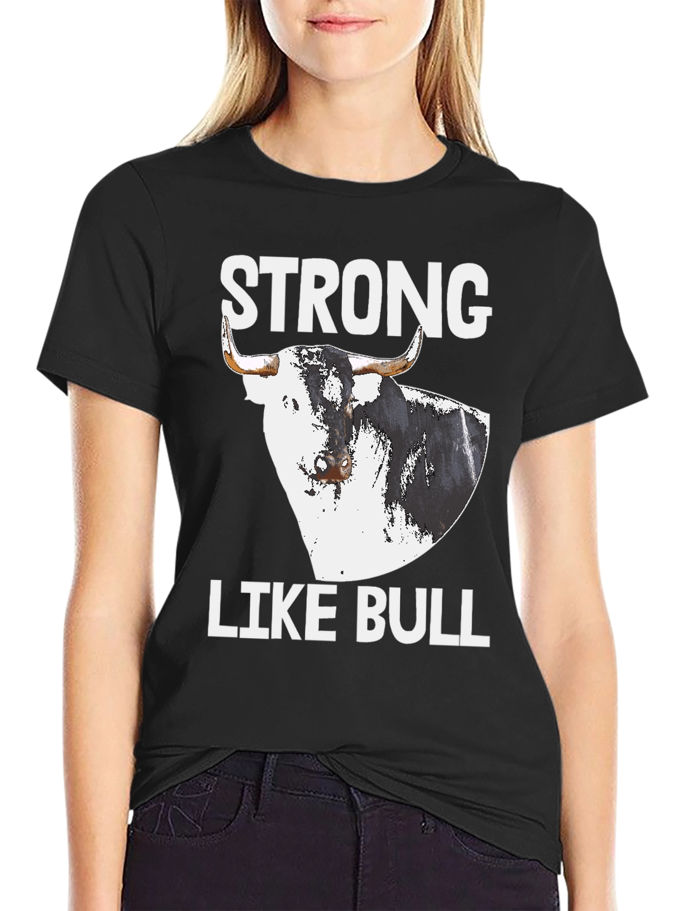 Black Strong Like Bull Graphic Tee view 2