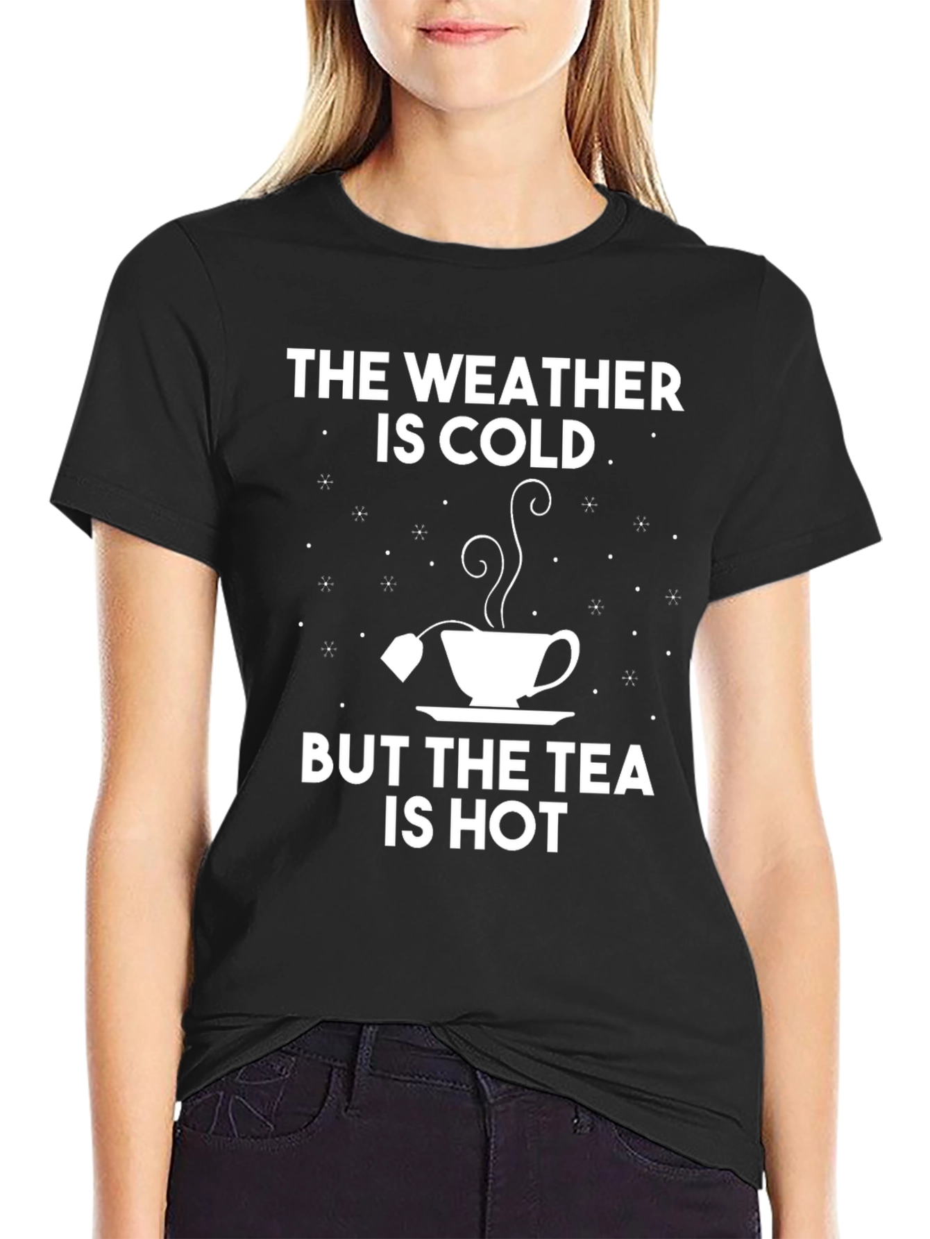 Black Cold Weather, Hot Tea Graphic T-Shirt view 2