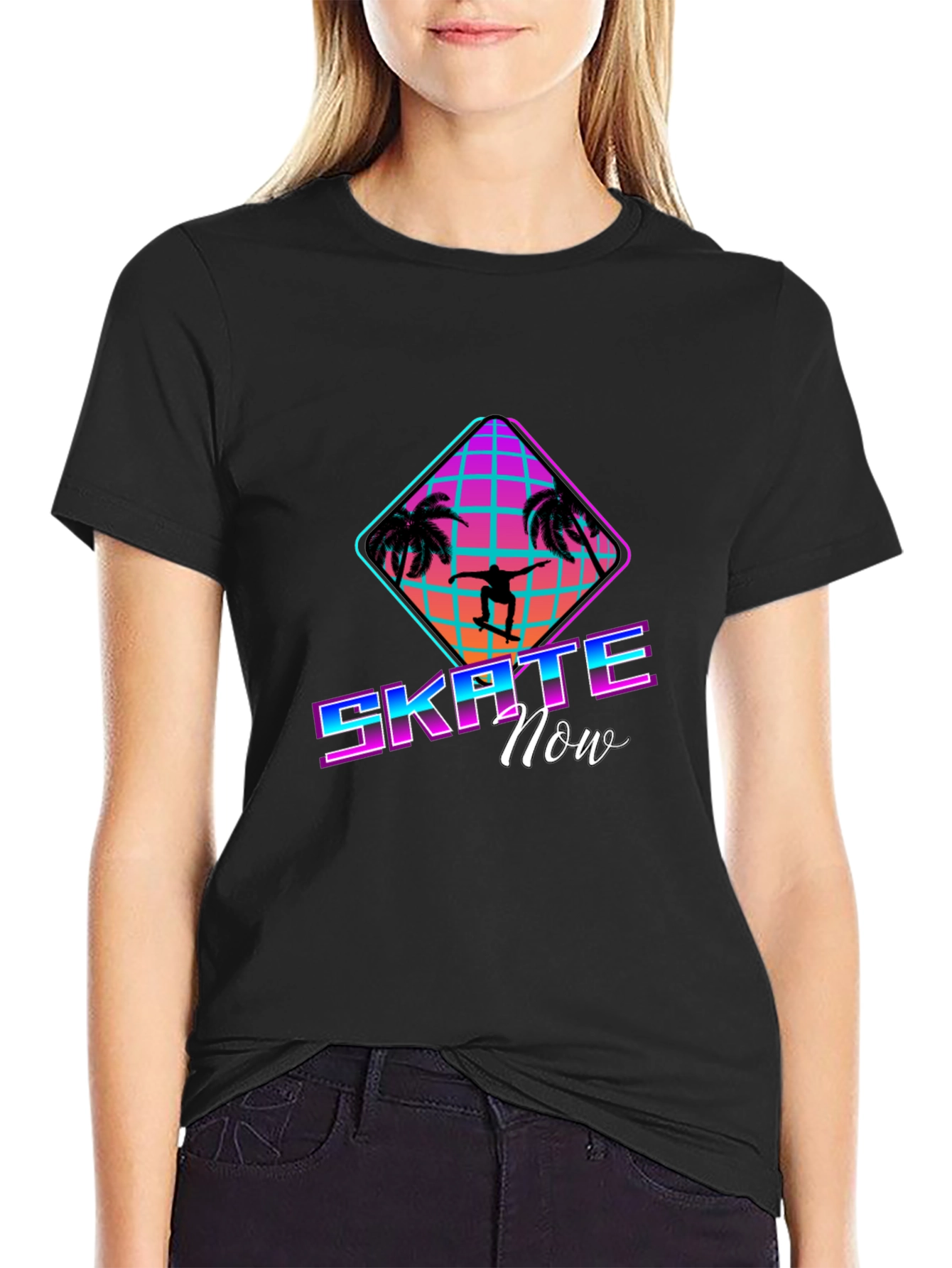 Black Retro Skate Now T-Shirt - Black view 2
