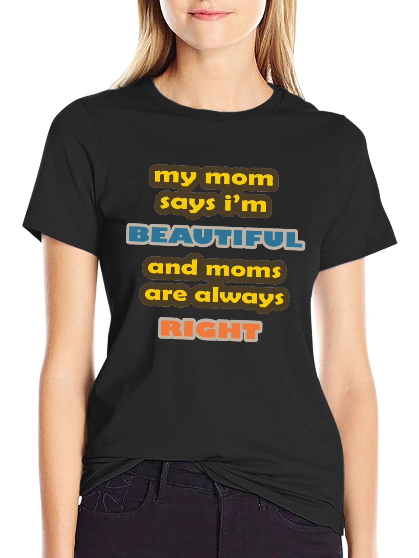 Black My Mom Says I'm Beautiful Graphic Tee view 2