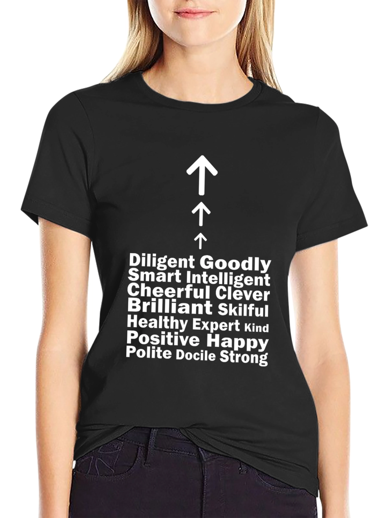 Black Motivational Word List T-Shirt view 2