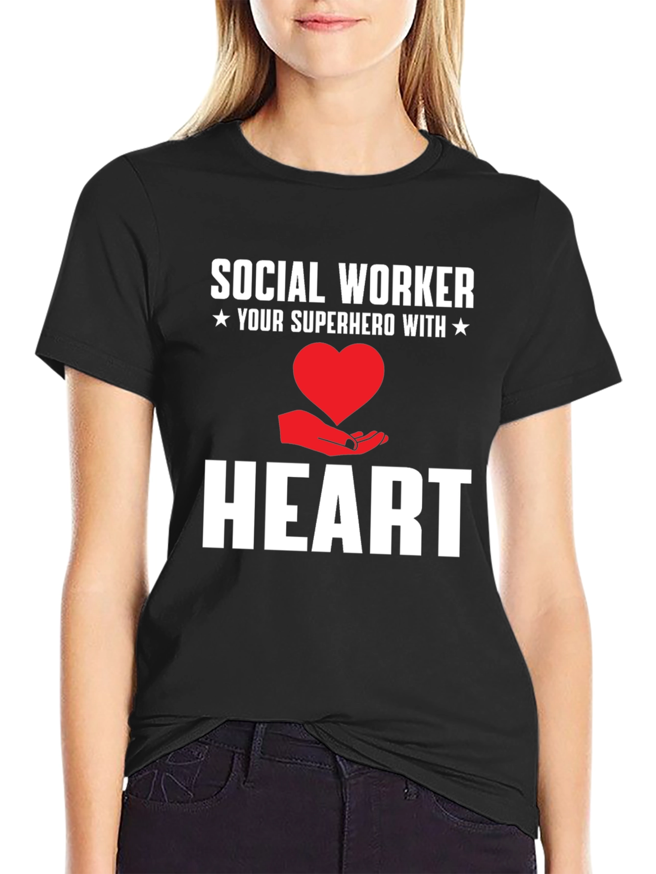 Black Social Worker Superhero Heart Graphic Tee view 2