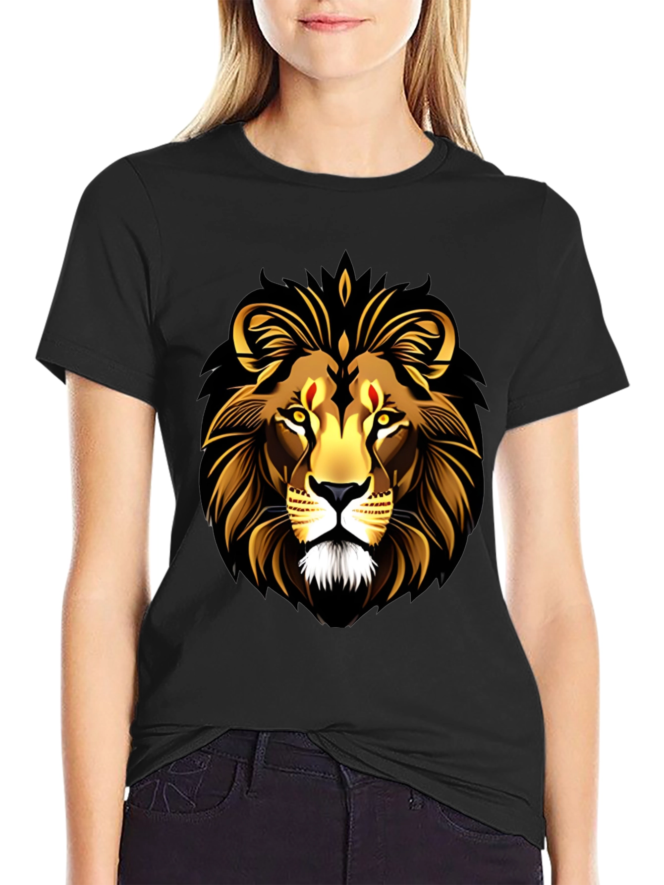 Black Lion Graphic Black T-Shirt view 2