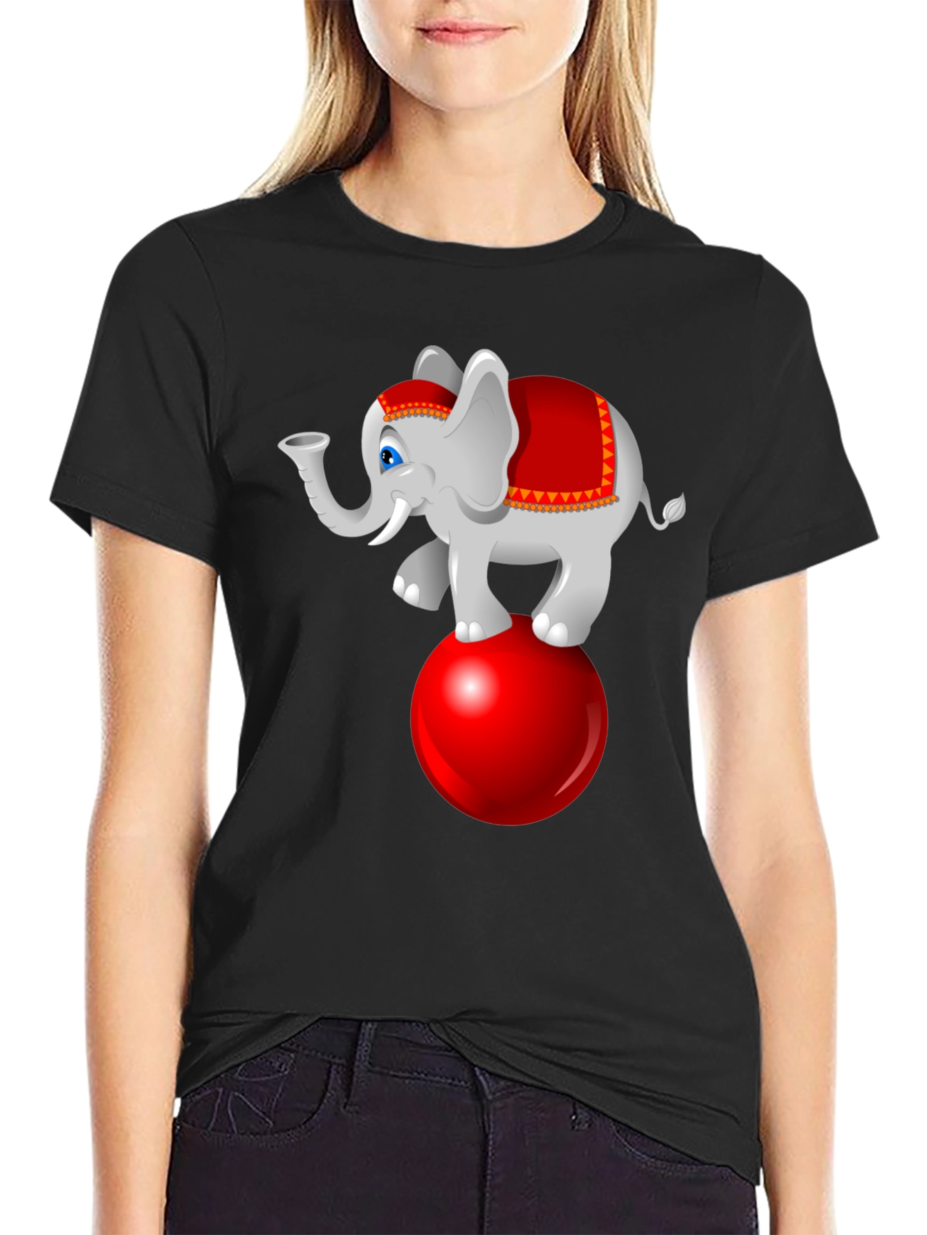 Black Circus Elephant Graphic T-Shirt - Fun & Stylish view 2