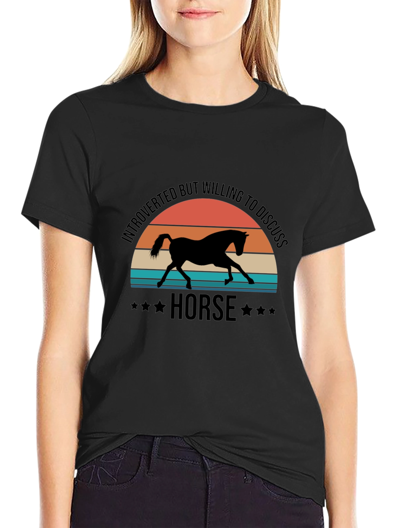 Black Introverted Horse Lover T-Shirt view 2