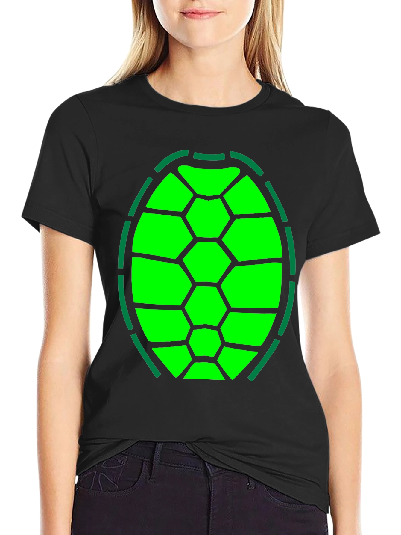 Black Turtle Shell T-Shirt - Funny Costume Tee view 2