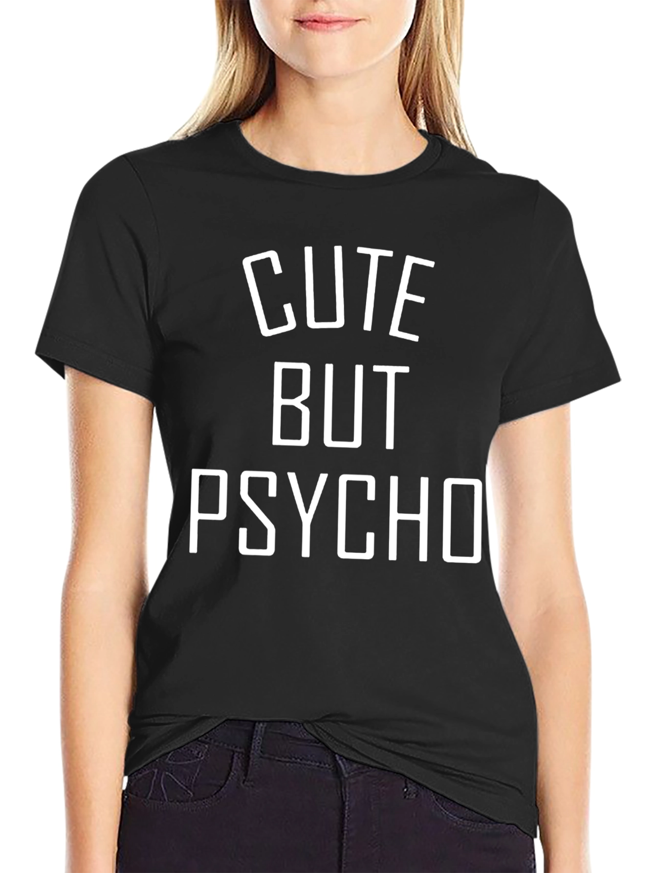 Black Cute But Psycho Graphic Tee - Men's Black T-Shirt view 2