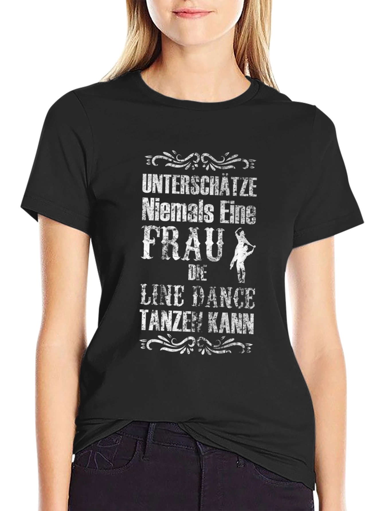Black Line Dance Woman T-Shirt - German Text view 2