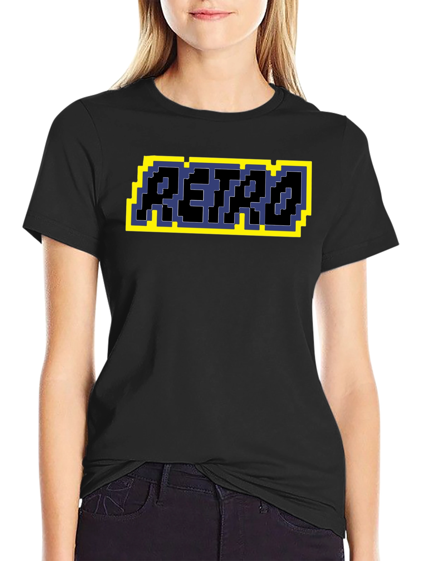 Black Retro Pixel Art T-Shirt - Black Graphic Tee view 2