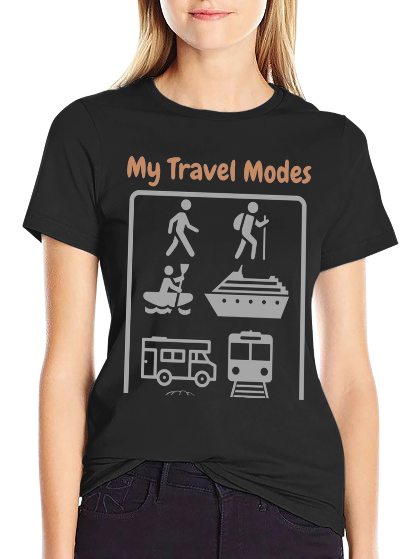 Black My Travel Modes Graphic T-Shirt view 2