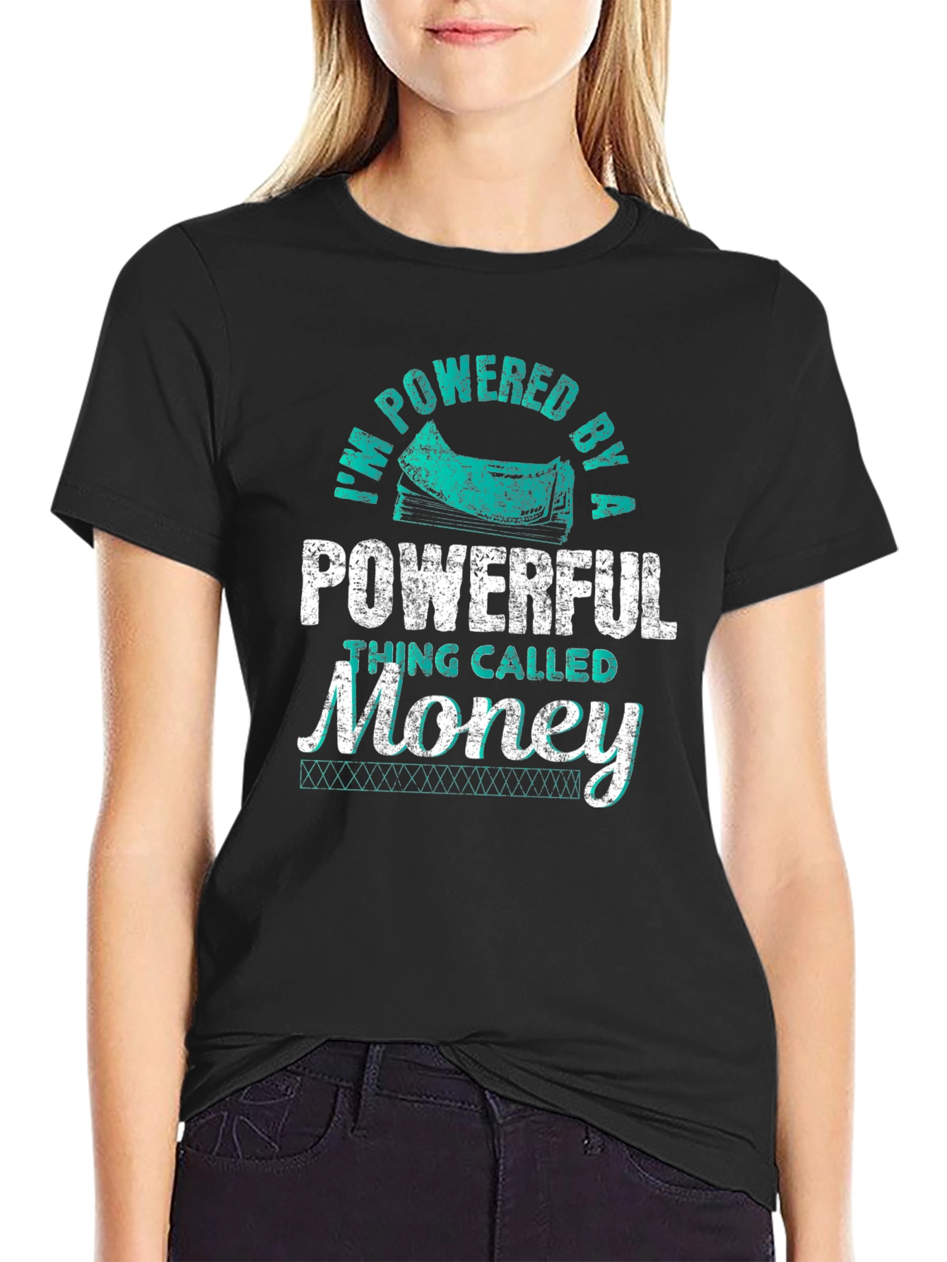 Black Powered by Money Graphic Tee - Black view 2