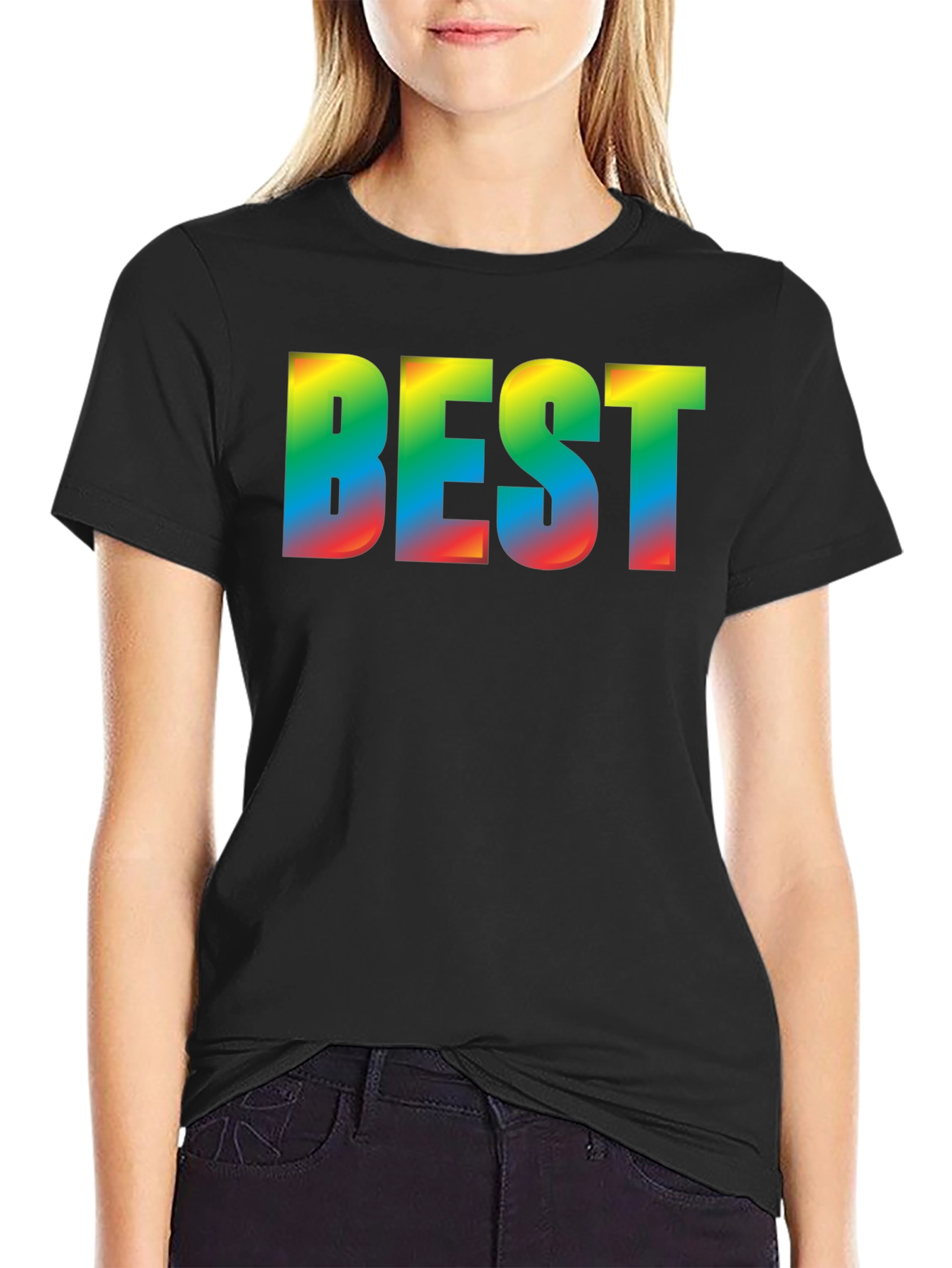 Black Rainbow BEST Graphic Black T-Shirt view 2